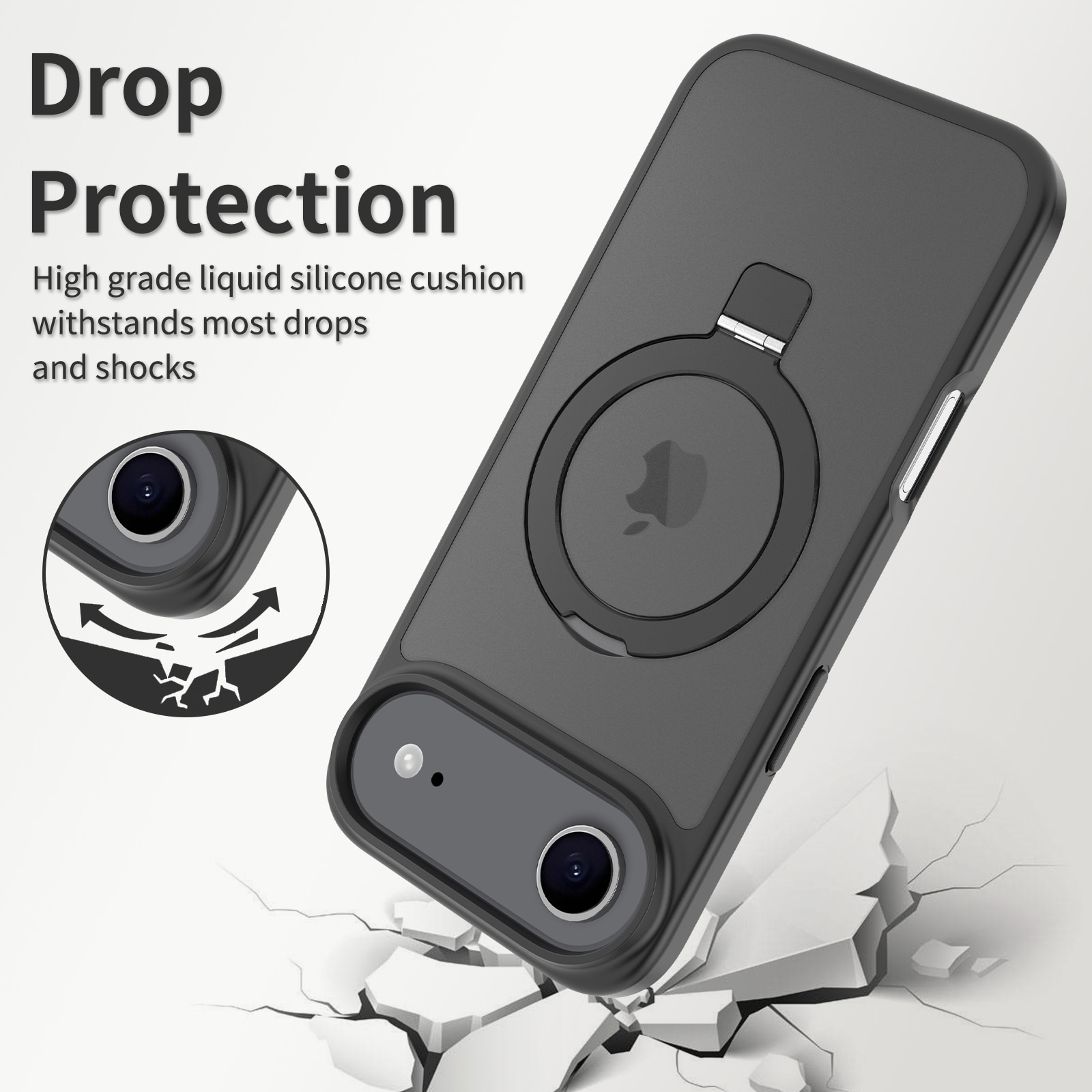Hybridikuori Magnetic Ring iPhone 17 Air Musta