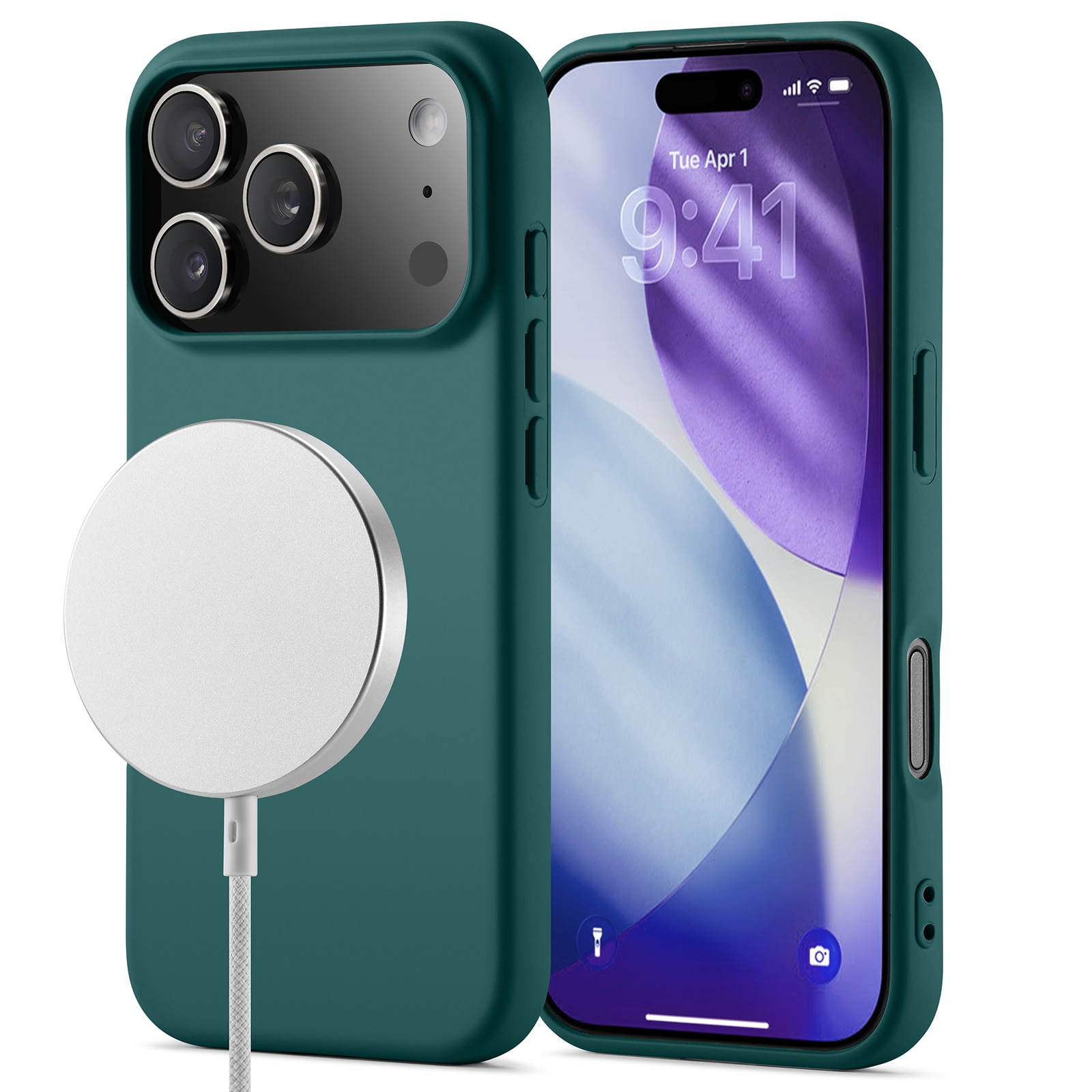 TPU suojakuori MagSafe iPhone 17 Pro Max Tummanvihreä