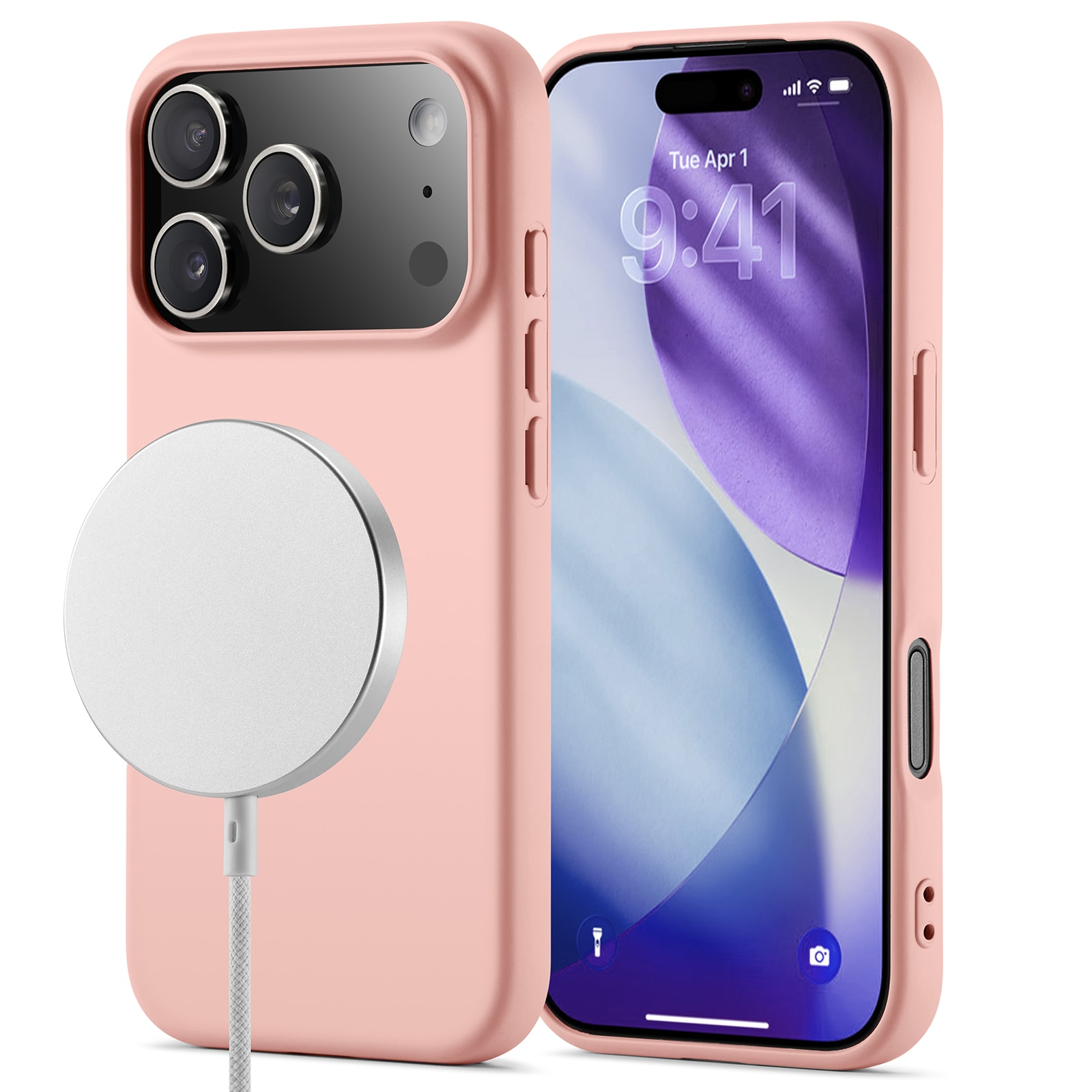 TPU suojakuori MagSafe iPhone 17 Pro Max Vaaleanpunainen