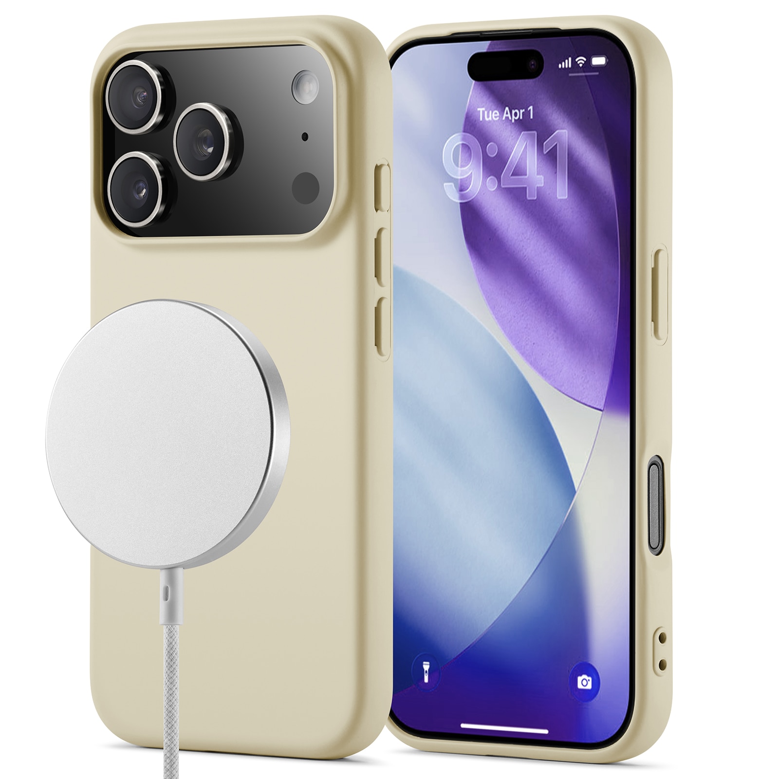 TPU suojakuori MagSafe iPhone 17 Pro Max Beige