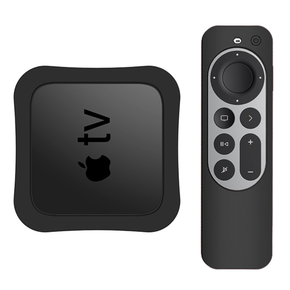 Apple TV 4k 2021 laatikko+kaukosäädin silikonikotelo musta
