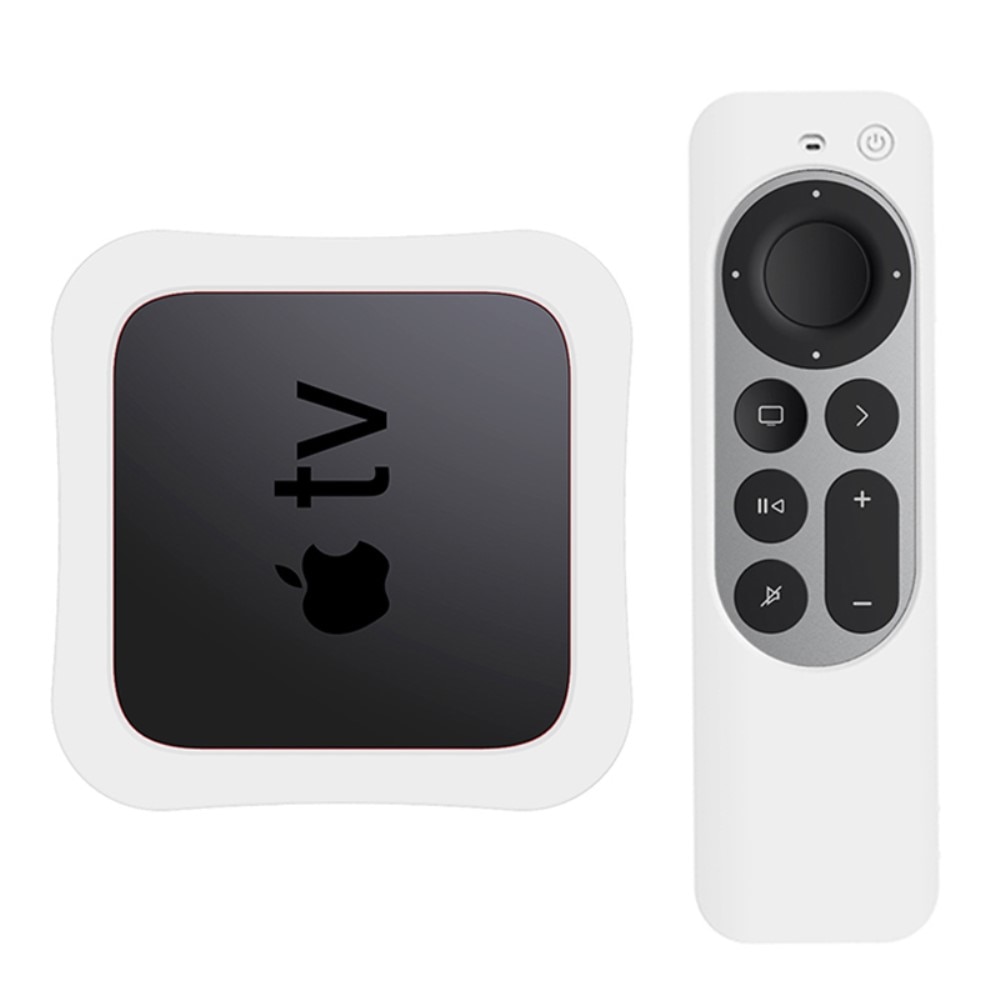 Apple TV 4k 2021 laatikko+kaukosäädin silikonikotelo valkoinen