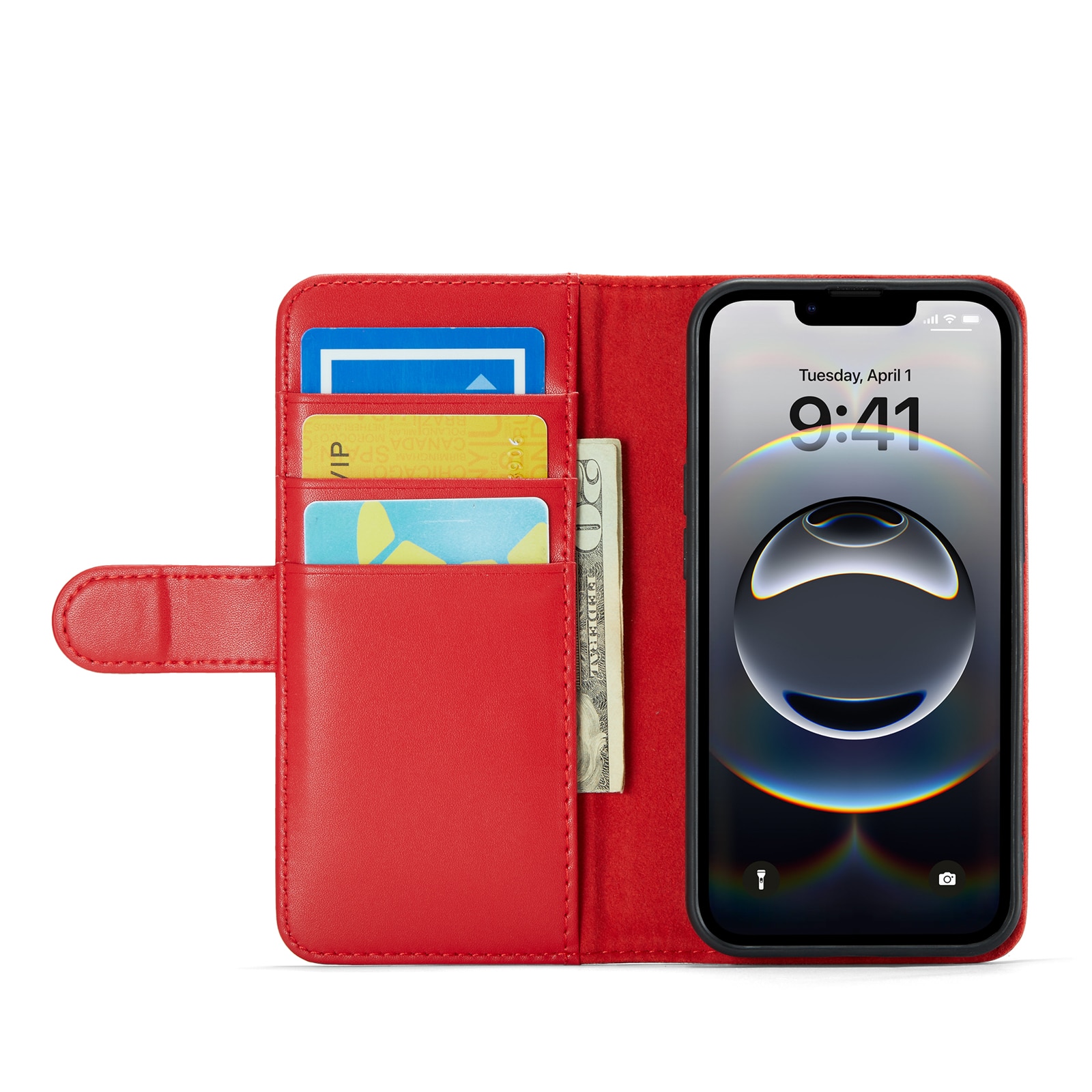 Aito Nahkakotelo iPhone 12/iPhone 12 Pro Punainen