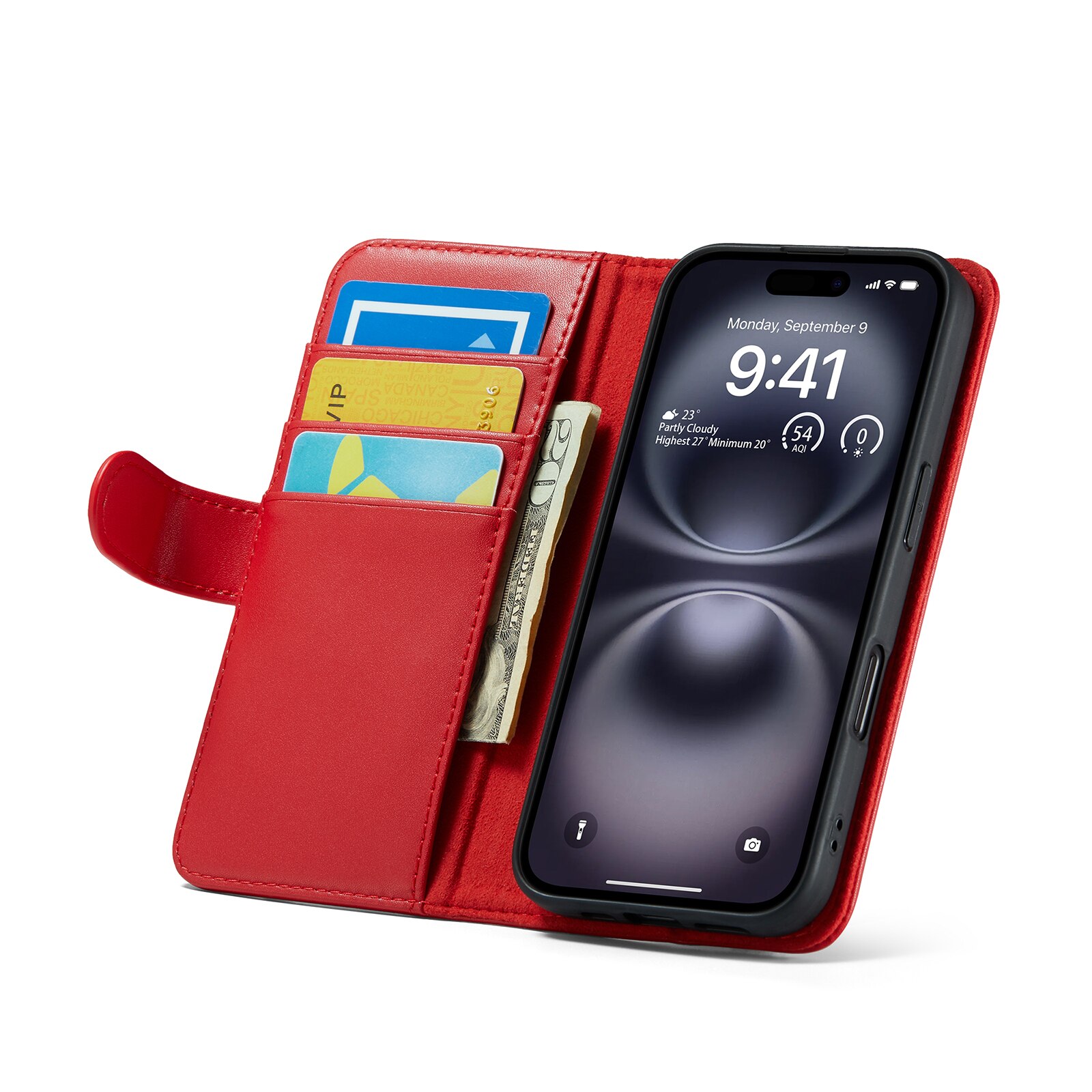 Aito Nahkakotelo iPhone 16 Punainen