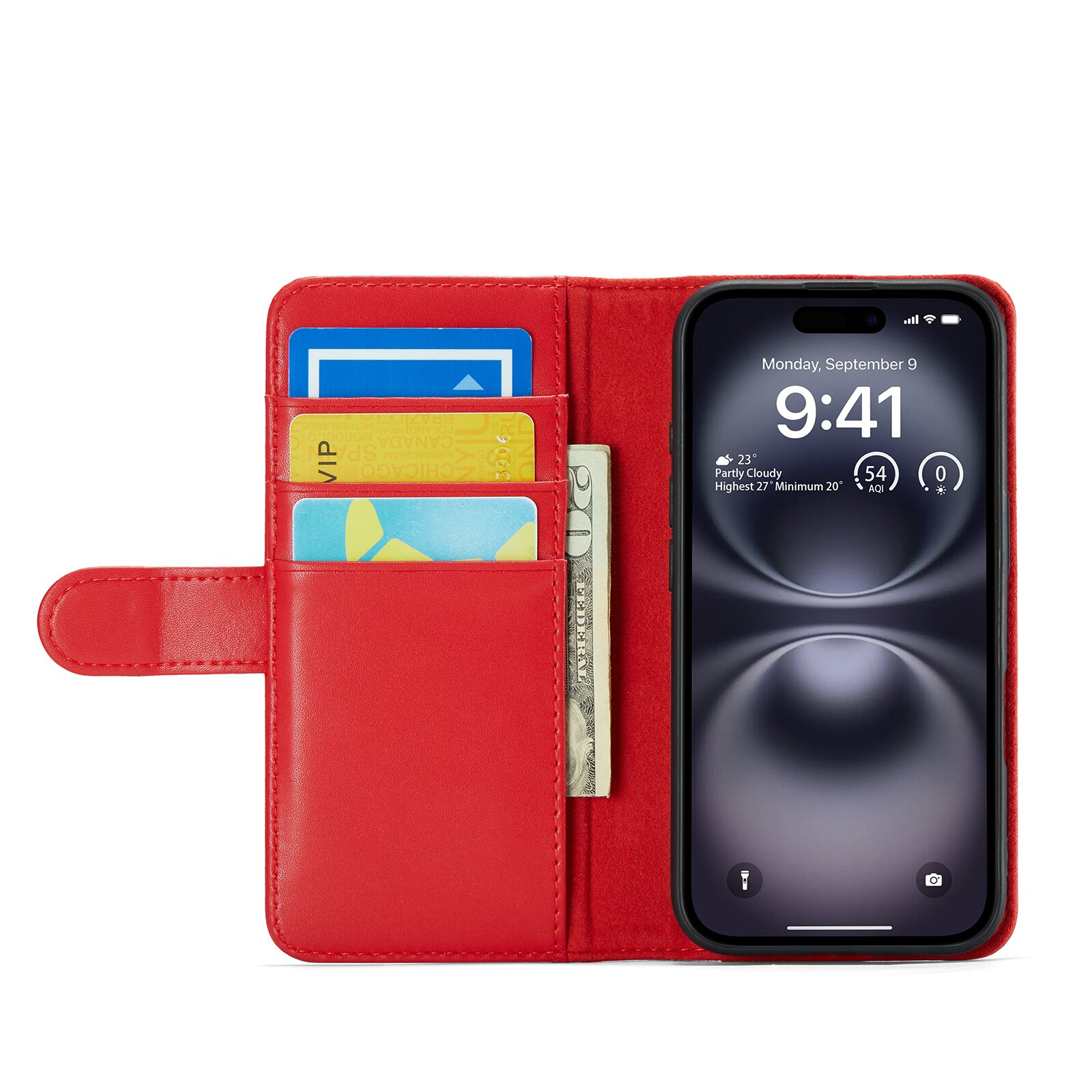 Aito Nahkakotelo iPhone 16 Punainen