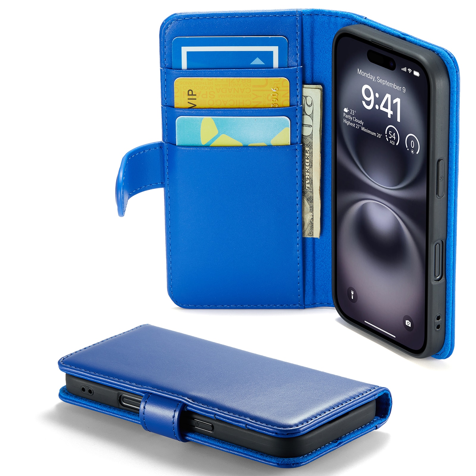 Aito Nahkakotelo iPhone 16 Sininen