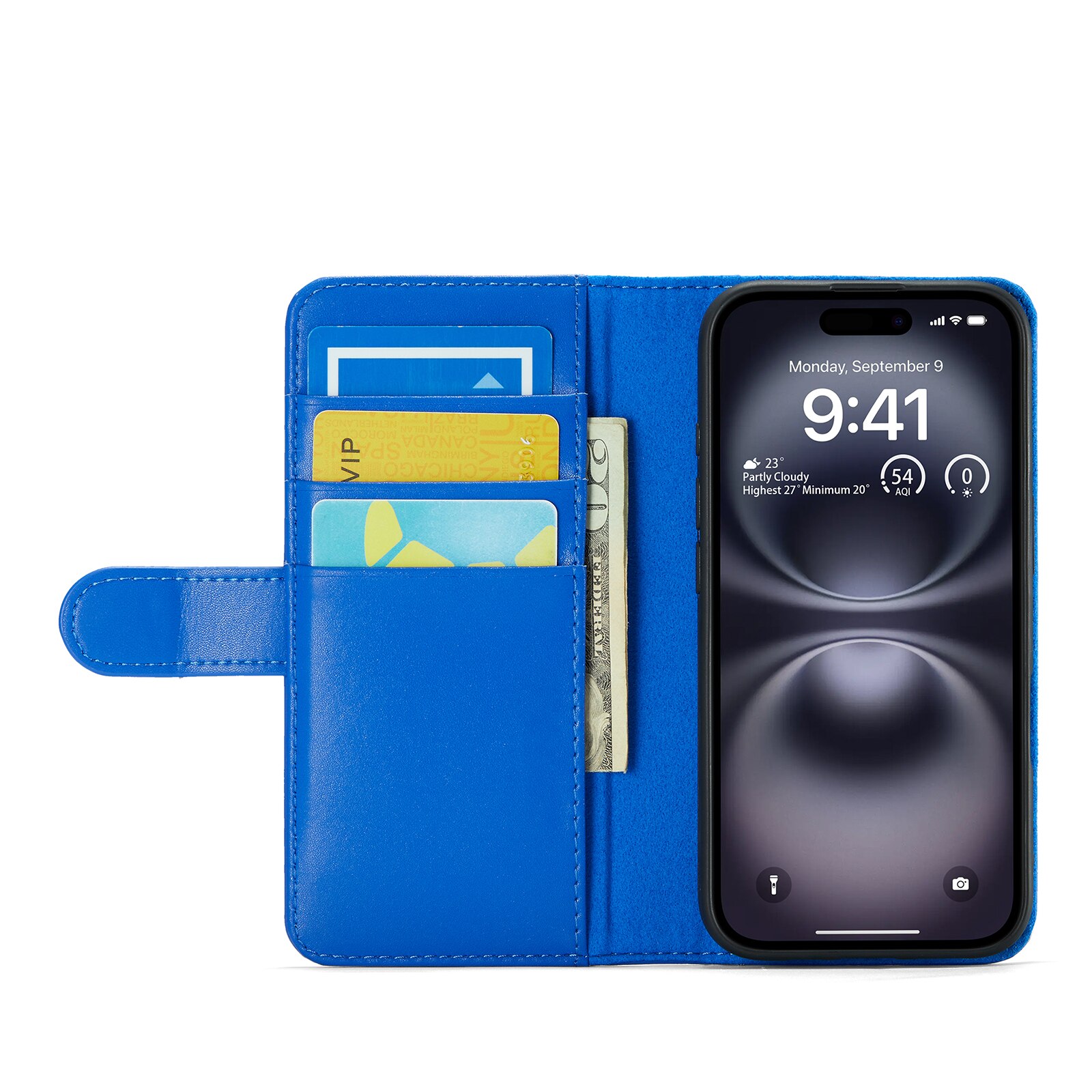 Aito Nahkakotelo iPhone 16 Sininen