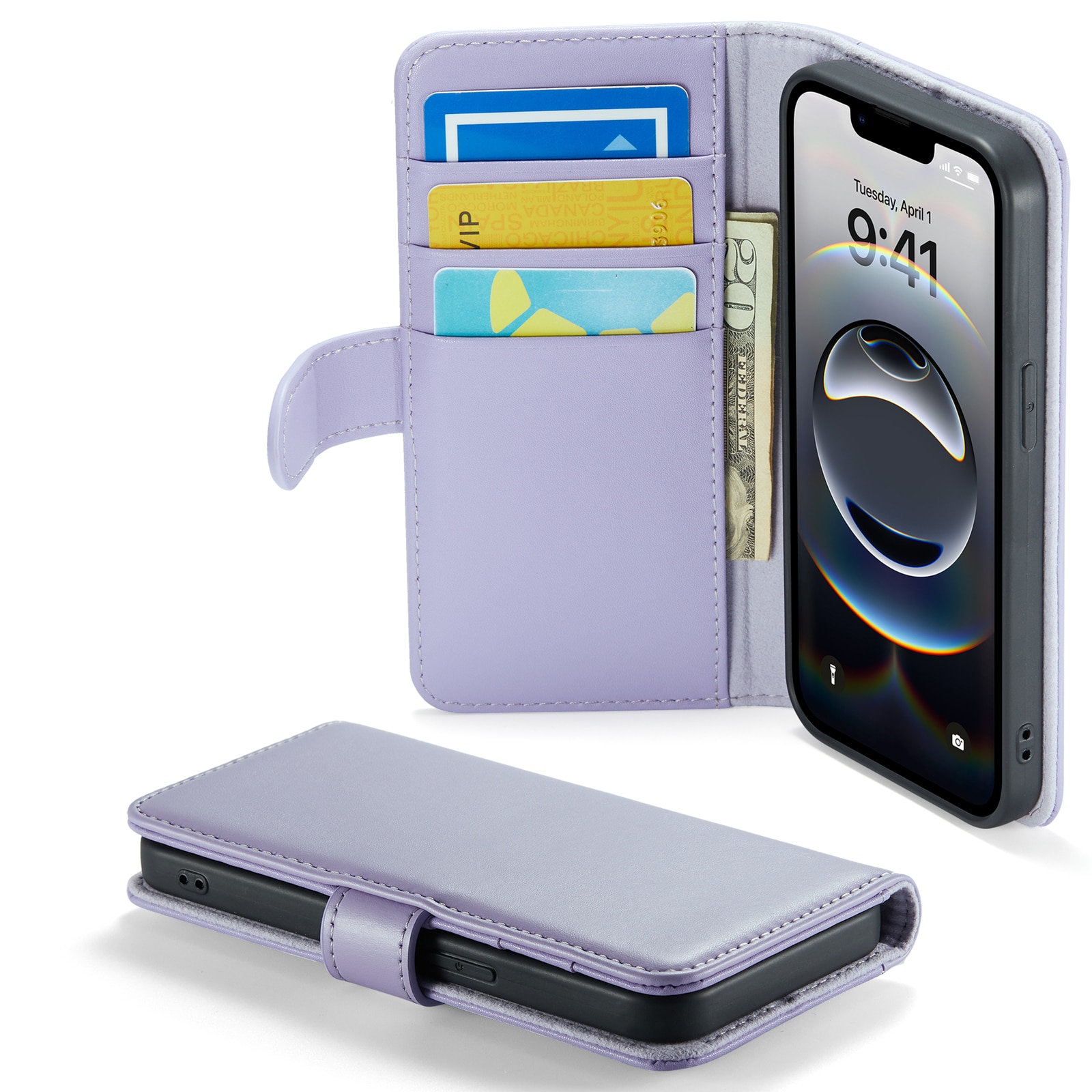 Aito Nahkakotelo iPhone 12/iPhone 12 Pro Liila