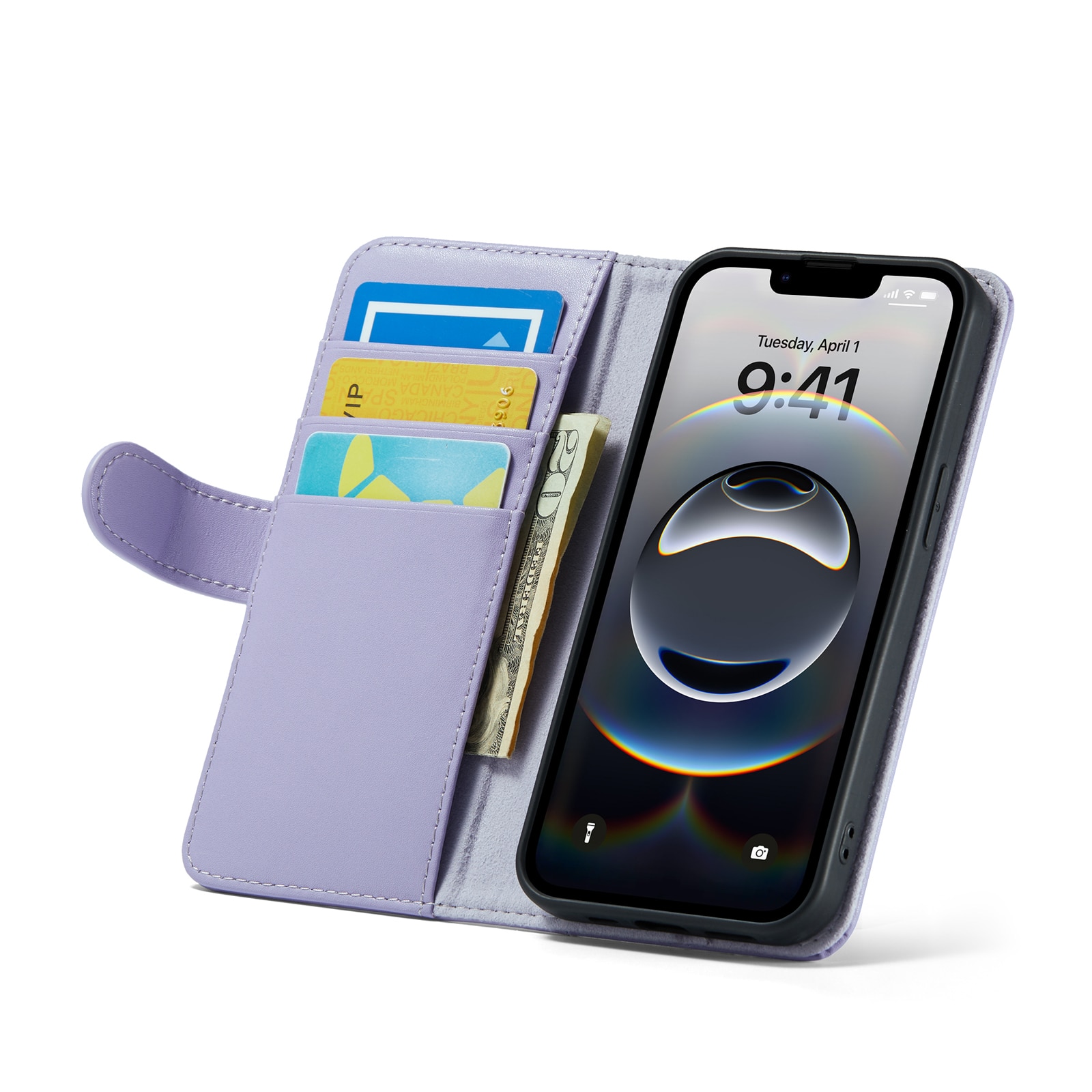 Aito Nahkakotelo iPhone 12/iPhone 12 Pro Liila