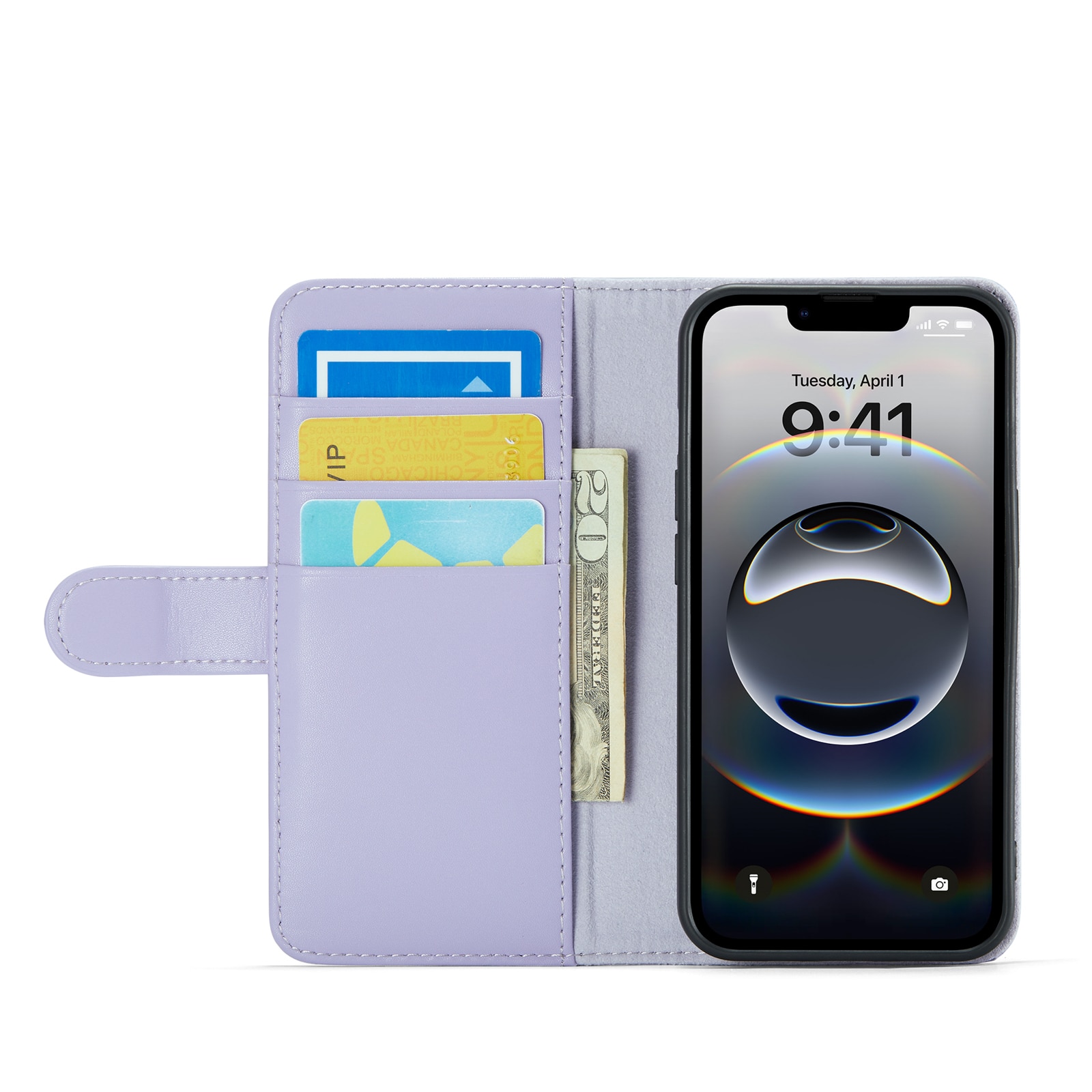 Aito Nahkakotelo iPhone 12/iPhone 12 Pro Liila