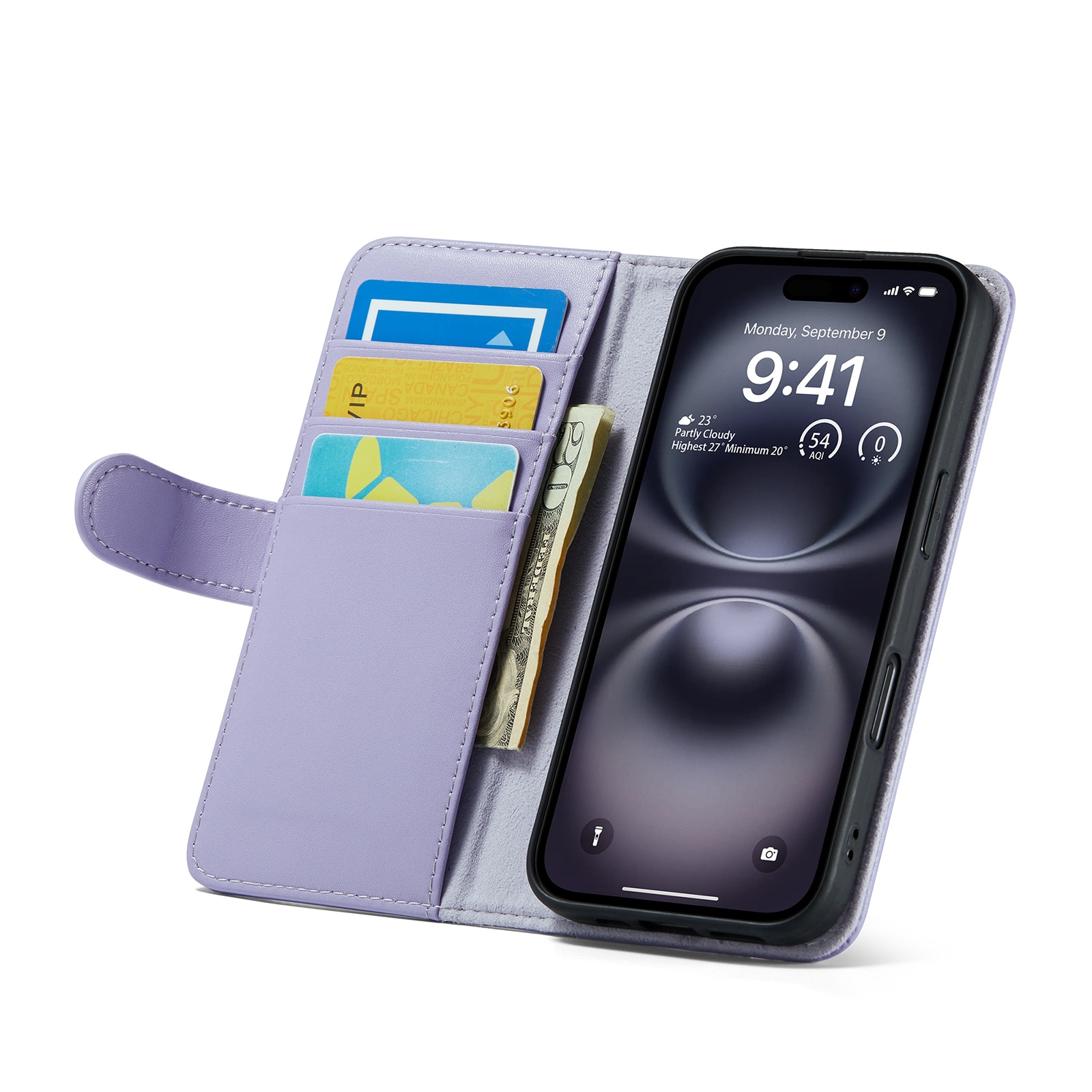 Aito Nahkakotelo iPhone 16 Liila