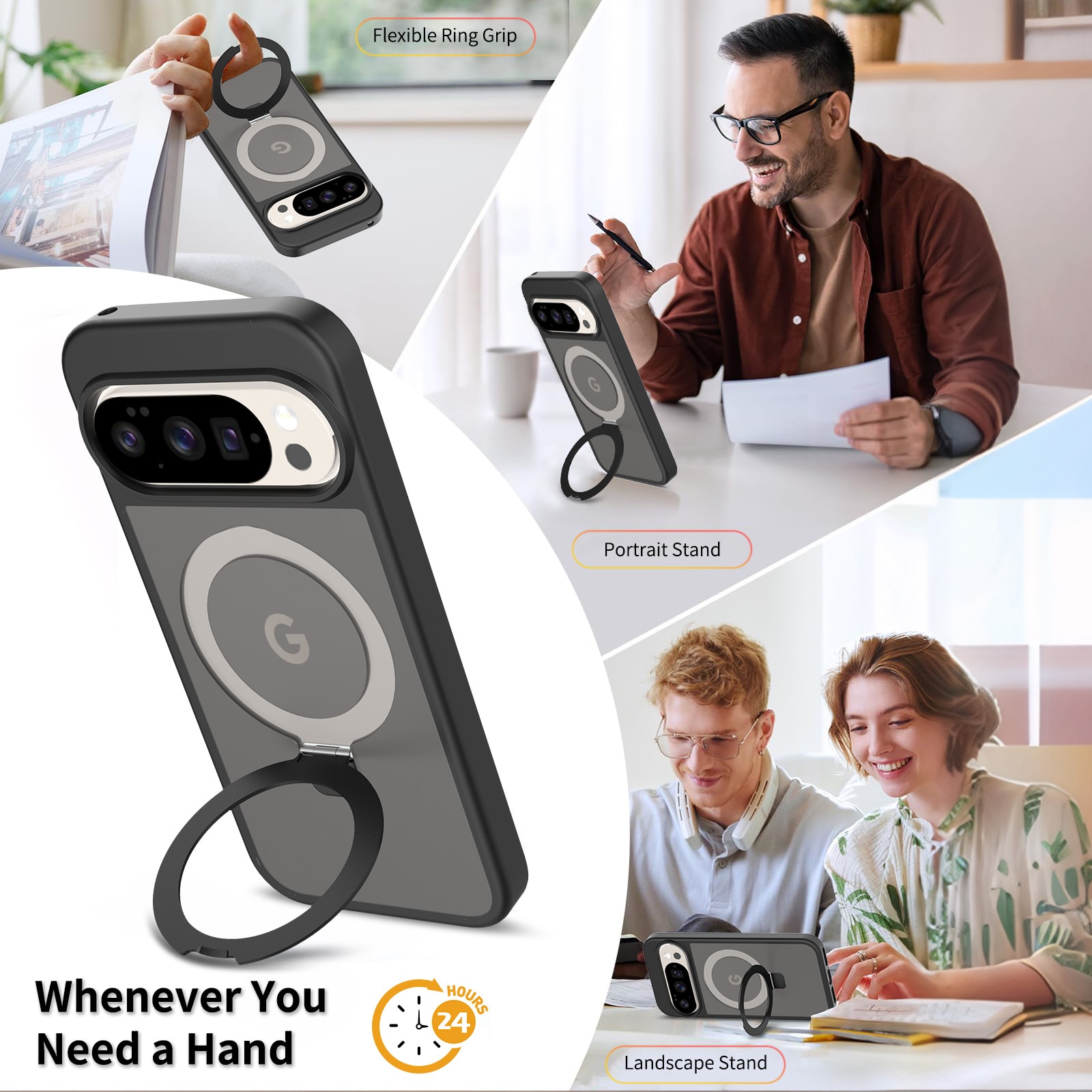 Hybridikuori Magnetic Ring Google Pixel 9 Musta