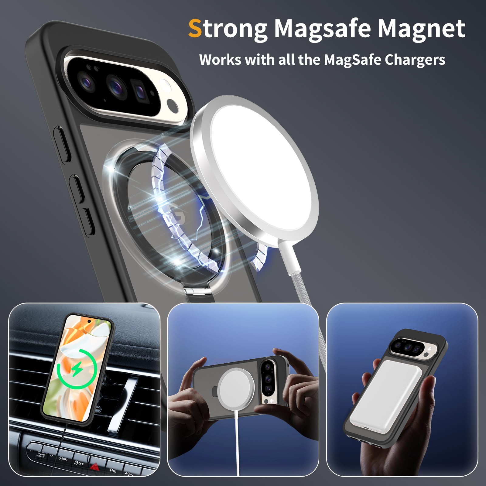 Hybridikuori Magnetic Ring Google Pixel 9 Musta