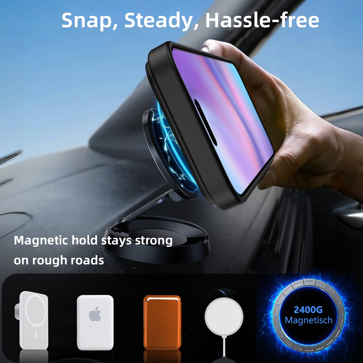 Magneettinen suojakuori jalustalla iPhone 17 Pro Musta