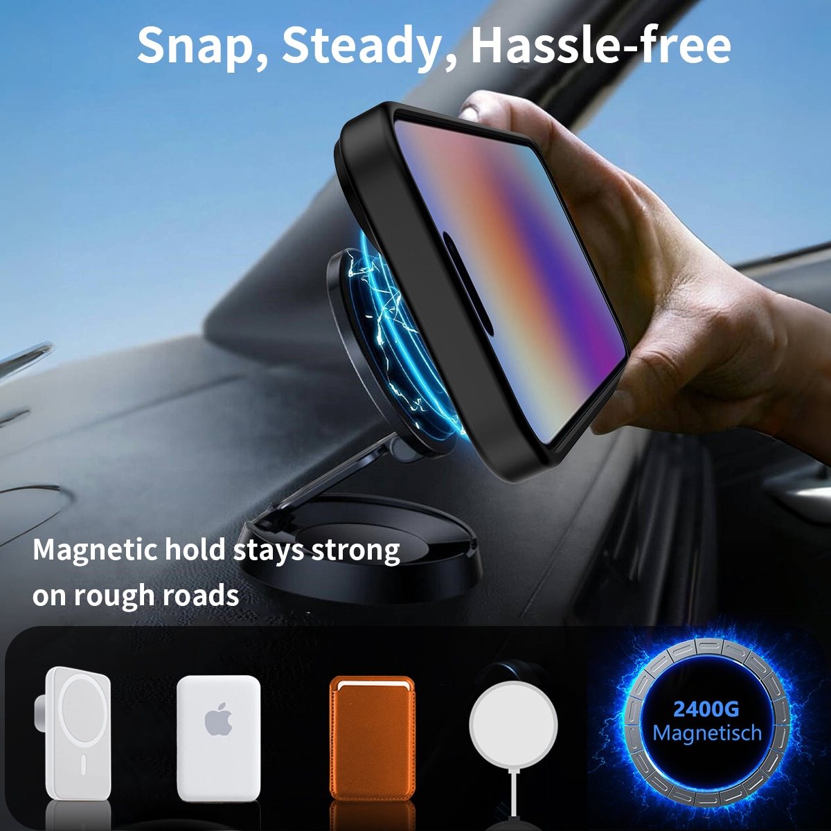 Magneettinen suojakuori jalustalla iPhone 17 Musta