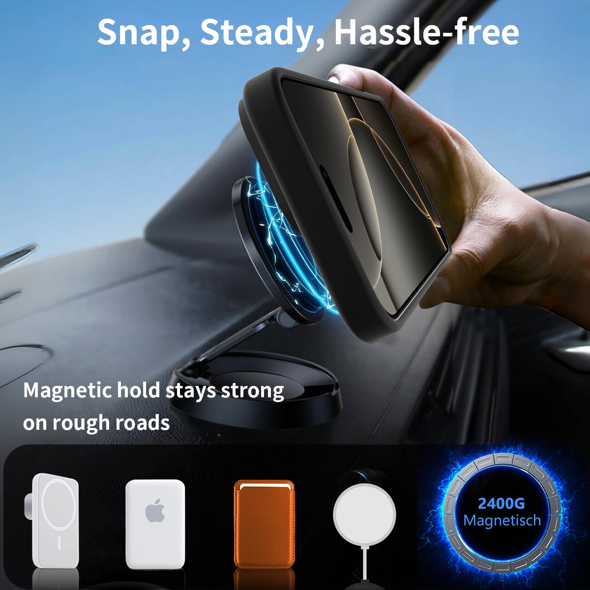 Magneettinen suojakuori jalustalla iPhone 17 Musta