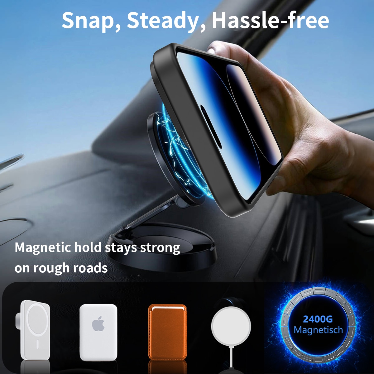 Magneettinen suojakuori jalustalla iPhone 14 Pro Max Musta