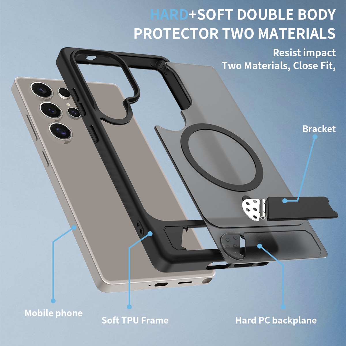 Magneettinen suojakuori jalustalla Samsung Galaxy S25 Ultra Musta