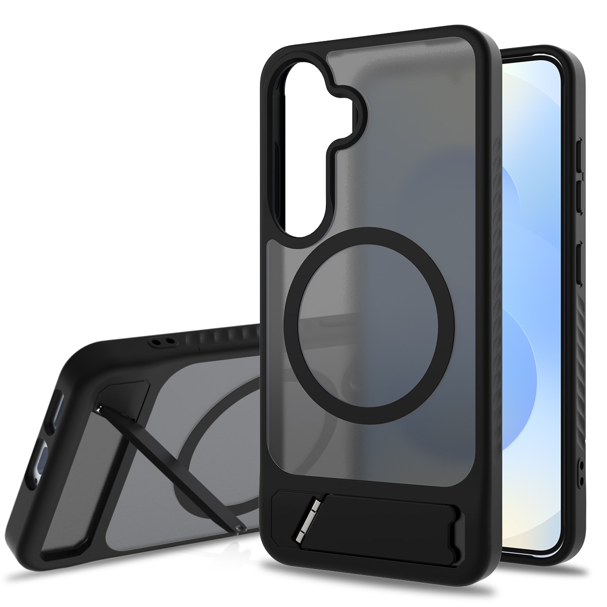 Magneettinen suojakuori jalustalla Samsung Galaxy S24 Musta