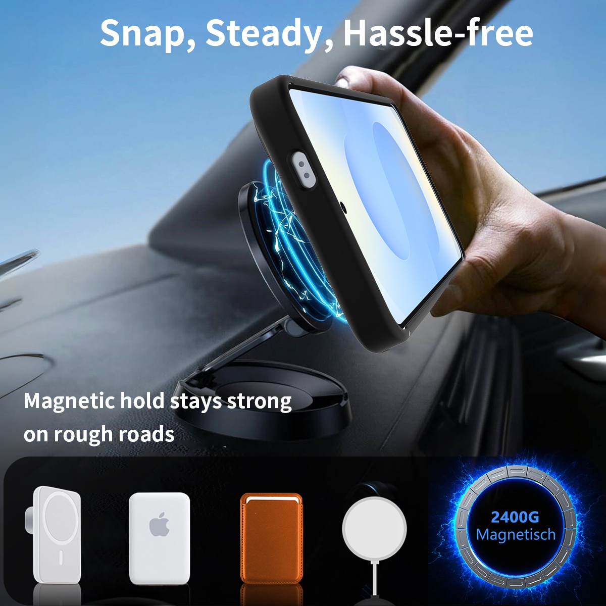 Magneettinen suojakuori jalustalla Samsung Galaxy S24 Musta