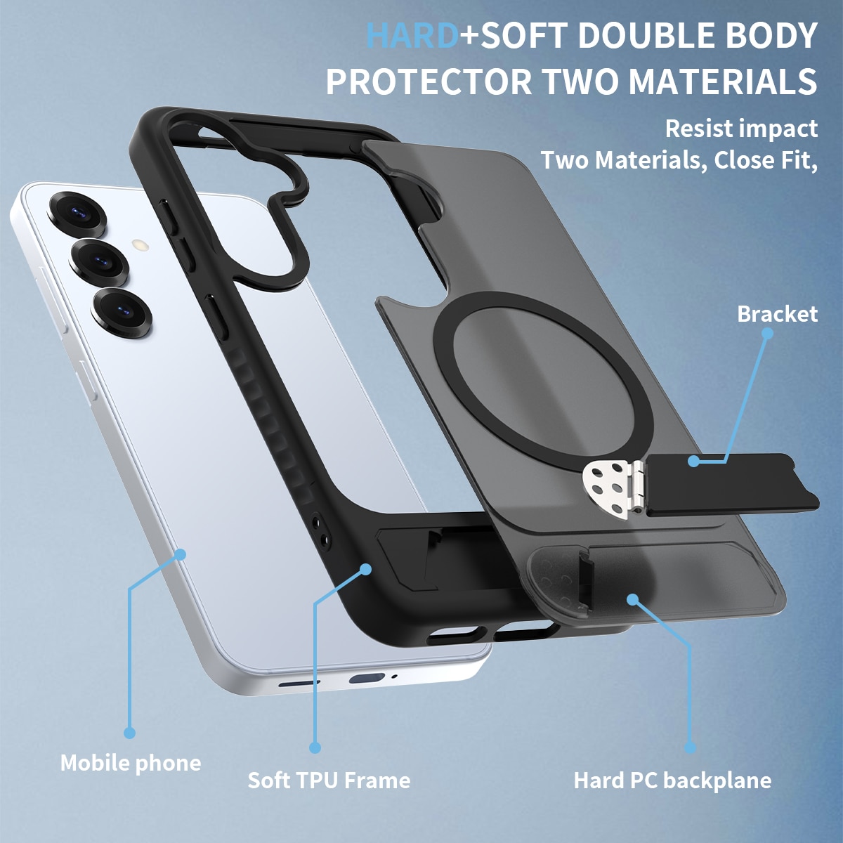 Magneettinen suojakuori jalustalla Samsung Galaxy S24 Musta