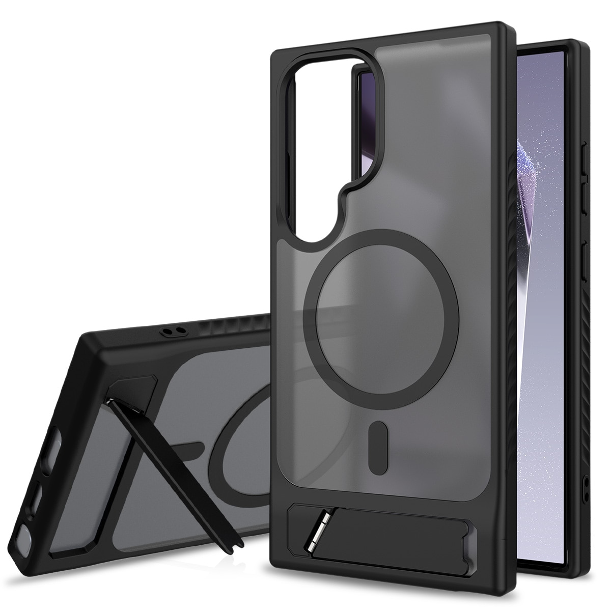 Magneettinen suojakuori jalustalla Samsung Galaxy S24 Ultra Musta
