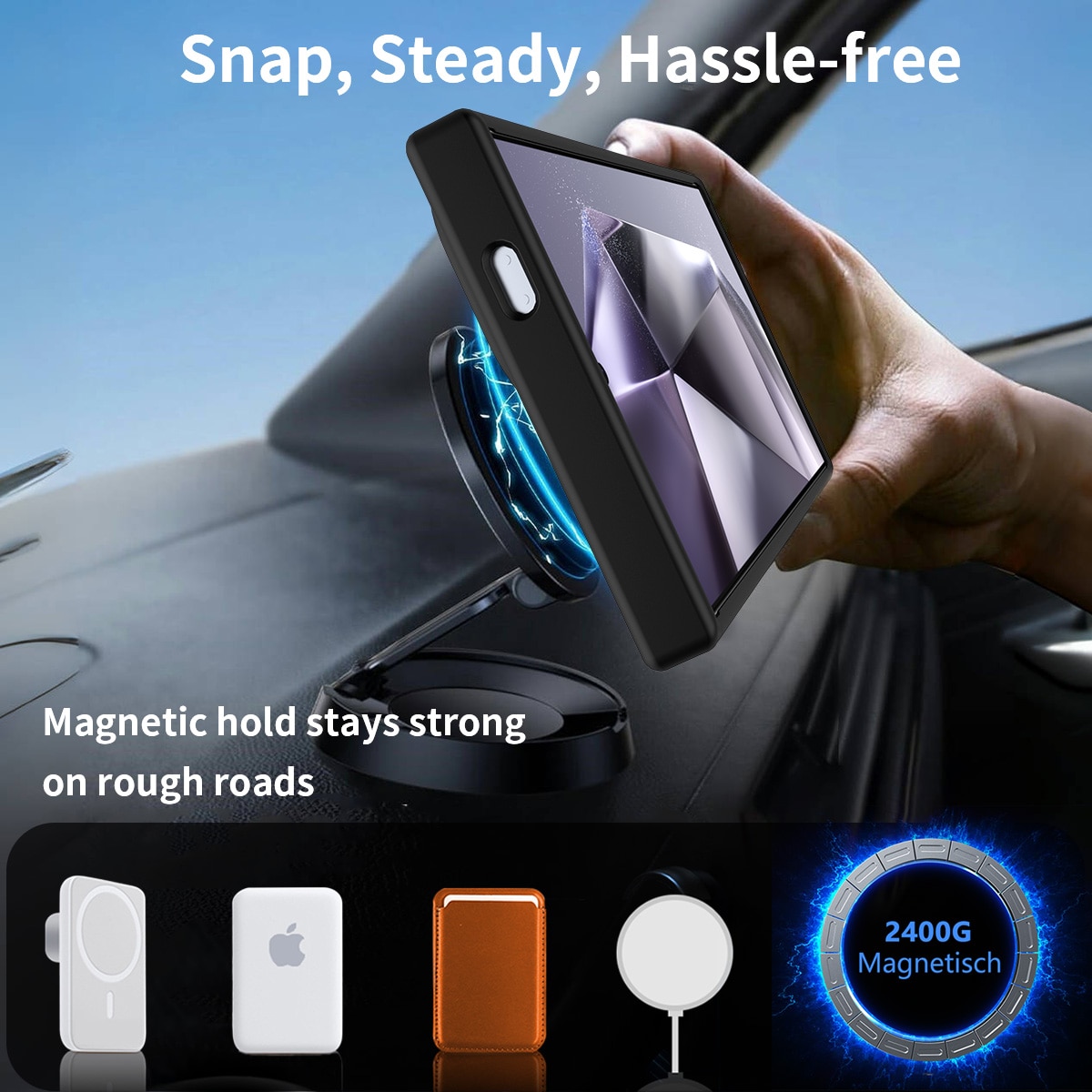 Magneettinen suojakuori jalustalla Samsung Galaxy S24 Ultra Musta