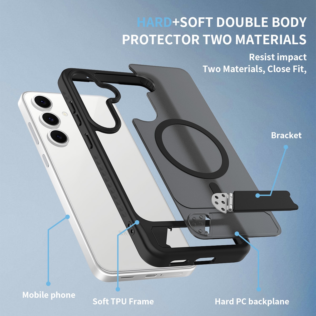 Magneettinen suojakuori jalustalla Samsung Galaxy S25 FE Musta