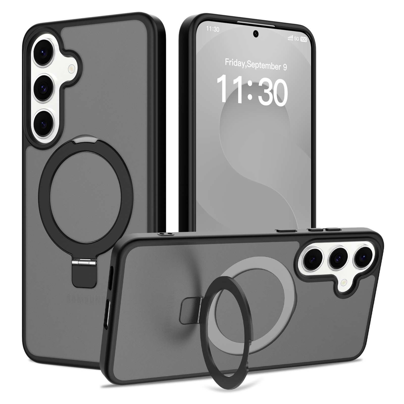 Hybridikuori Magnetic Ring Samsung Galaxy S25 FE Musta