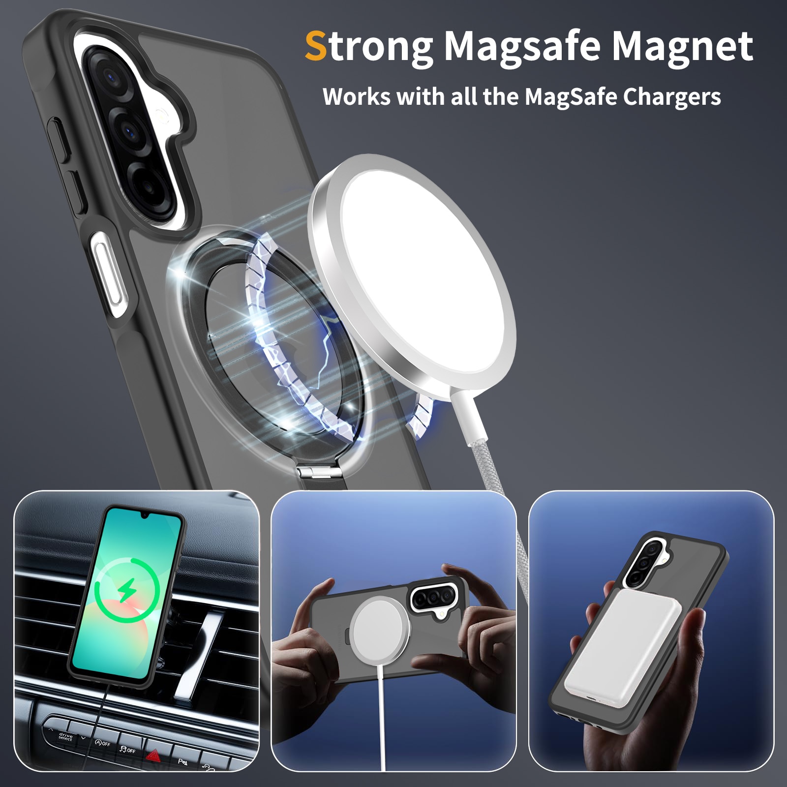 Hybridikuori Magnetic Ring Samsung Galaxy A17 Musta