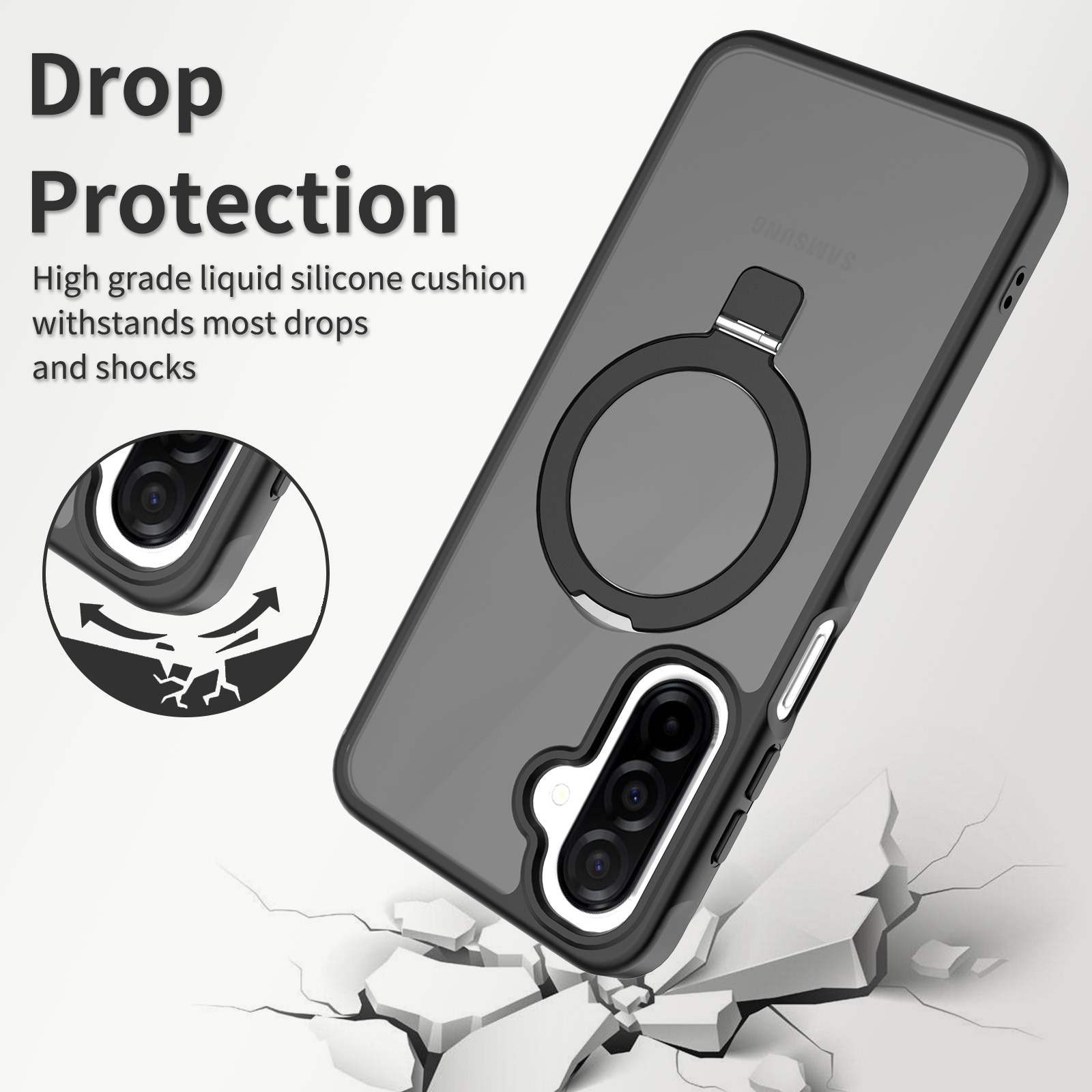 Hybridikuori Magnetic Ring Samsung Galaxy A17 Musta
