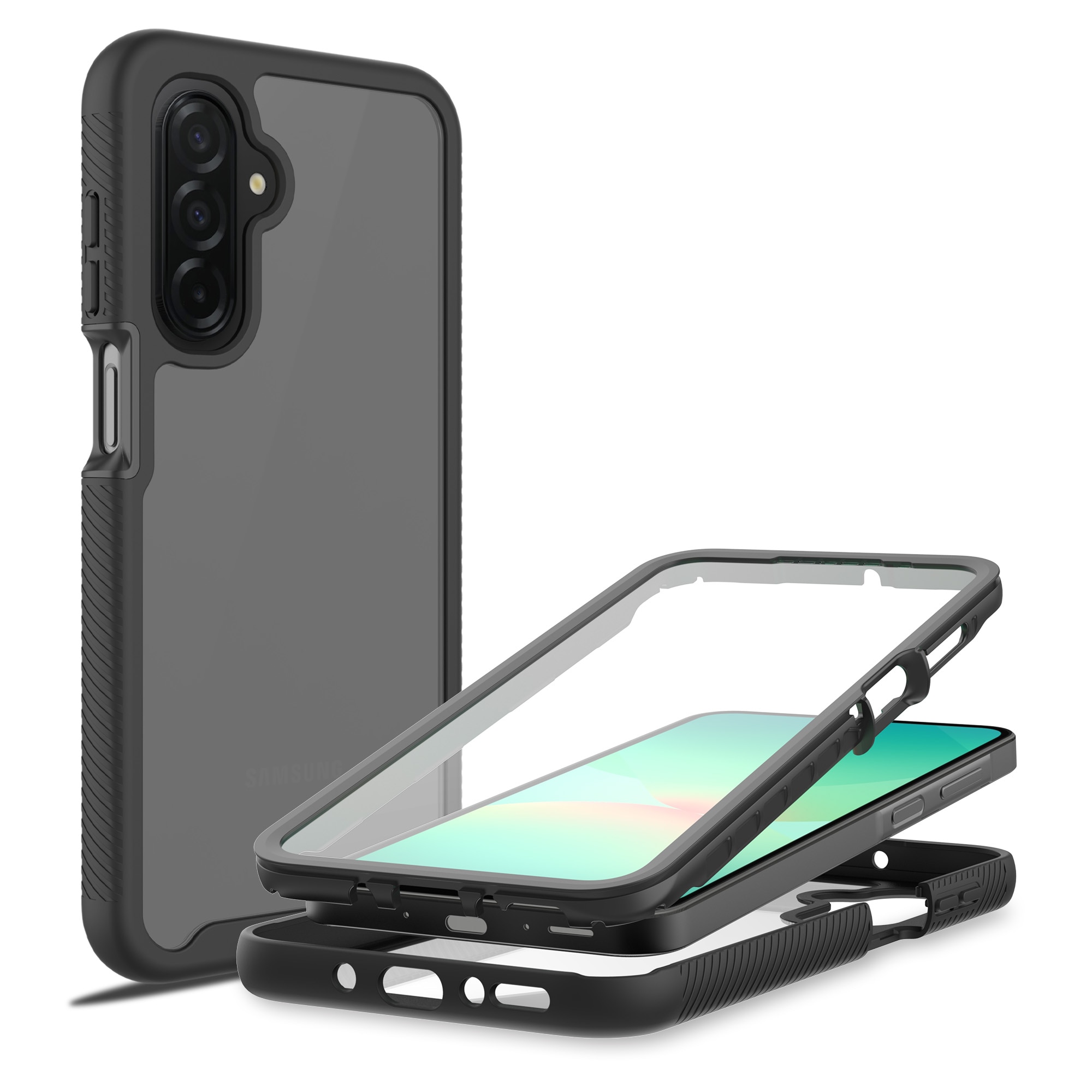 Full Protection Case Samsung Galaxy A17 Musta/läpinäkyvä
