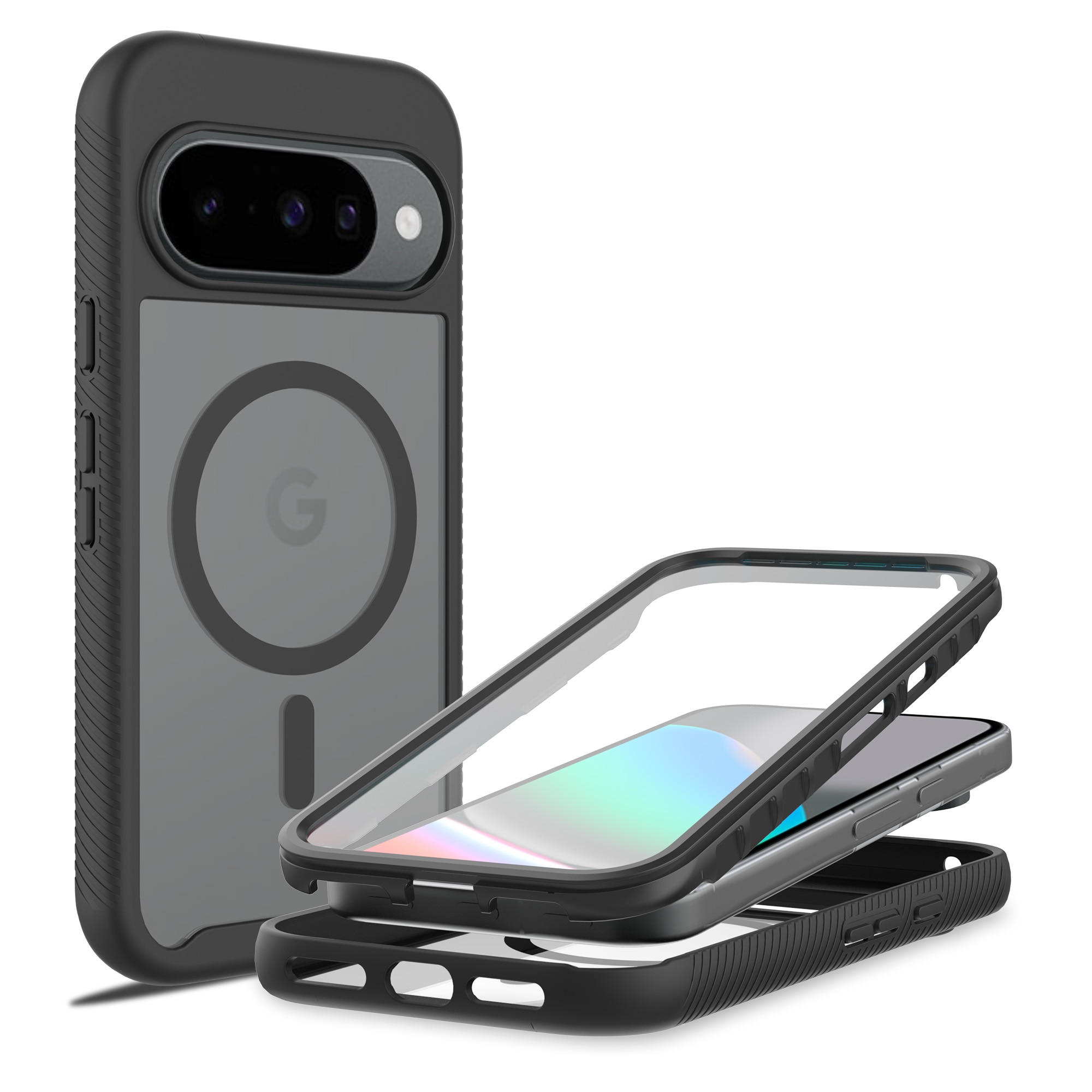Full Protection Magnetic Case Google Pixel 10 Musta/läpinäkyvä