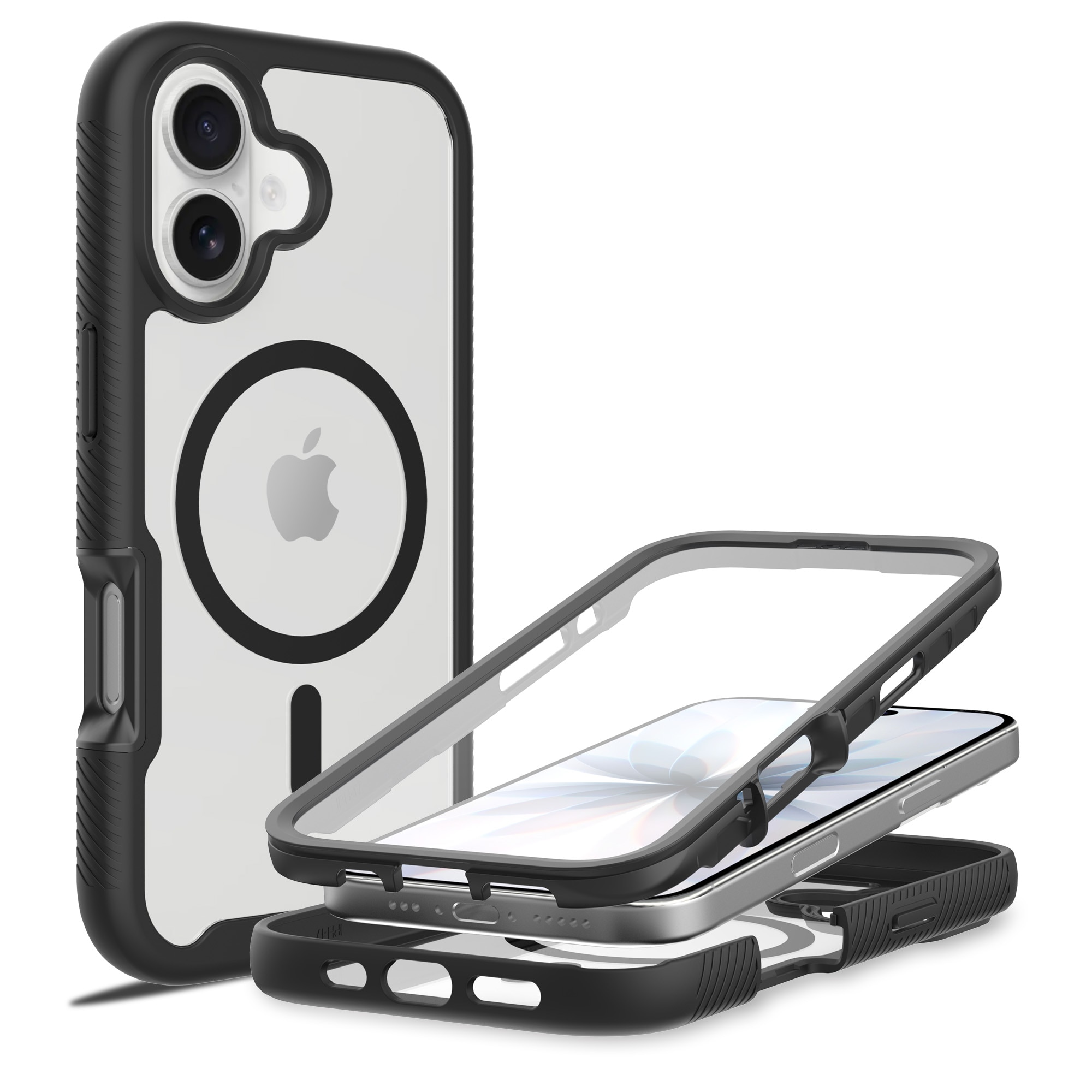 Full Protection Magnetic Case iPhone 17 Musta/läpinäkyvä