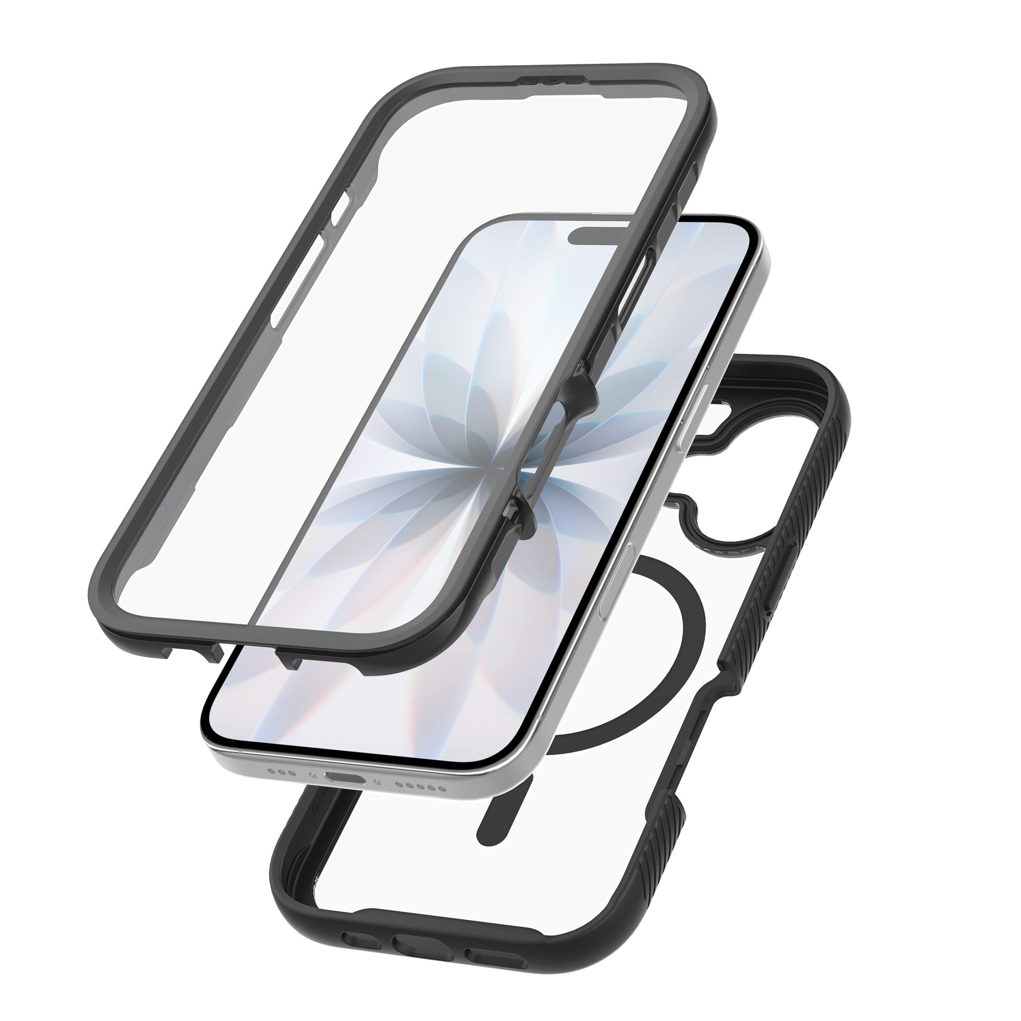 Full Protection Magnetic Case iPhone 17 Musta/läpinäkyvä