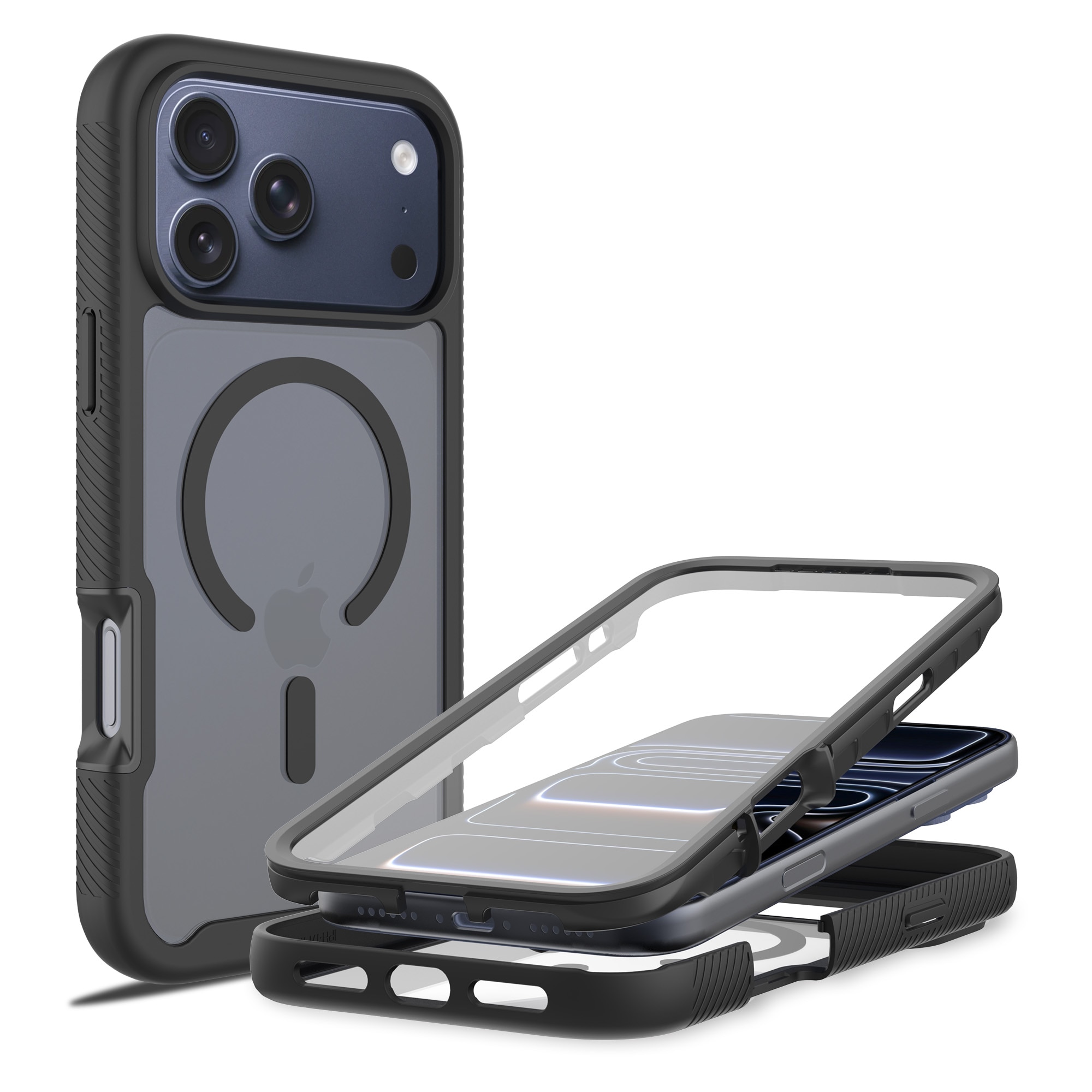Full Protection Magnetic Case iPhone 17 Pro Musta/läpinäkyvä