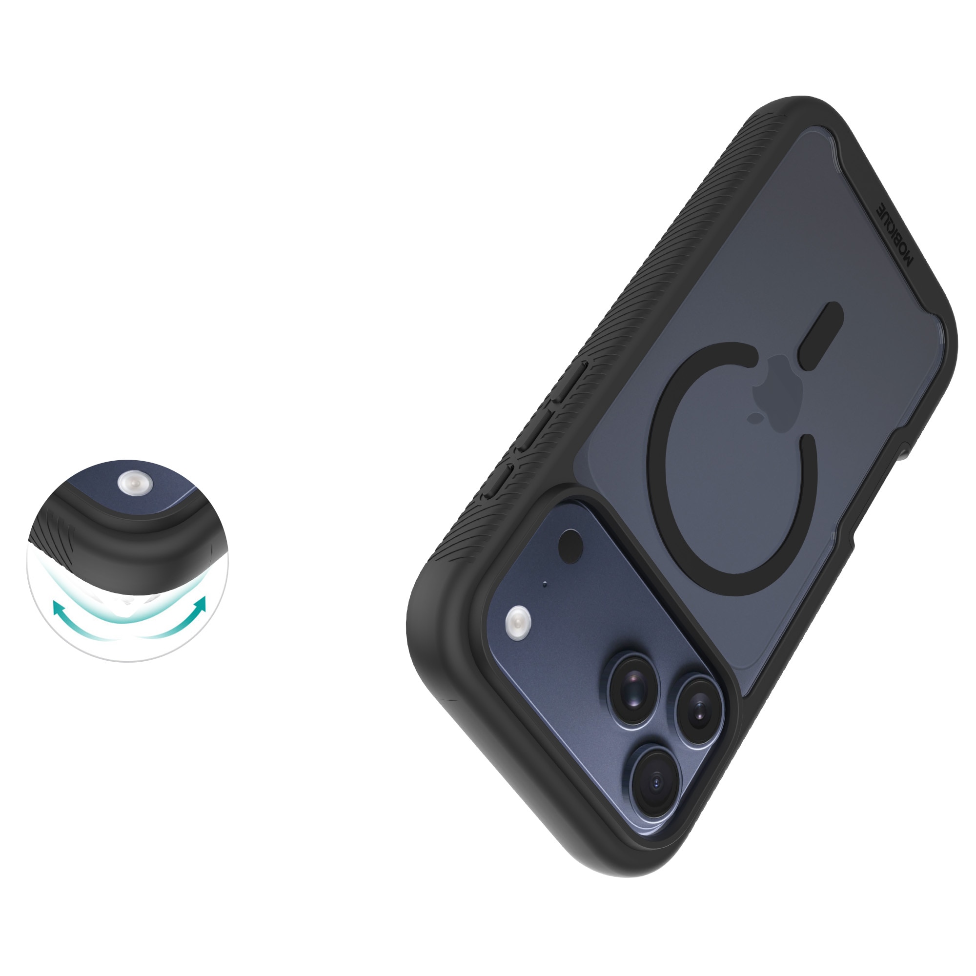 Full Protection Magnetic Case iPhone 17 Pro Musta/läpinäkyvä