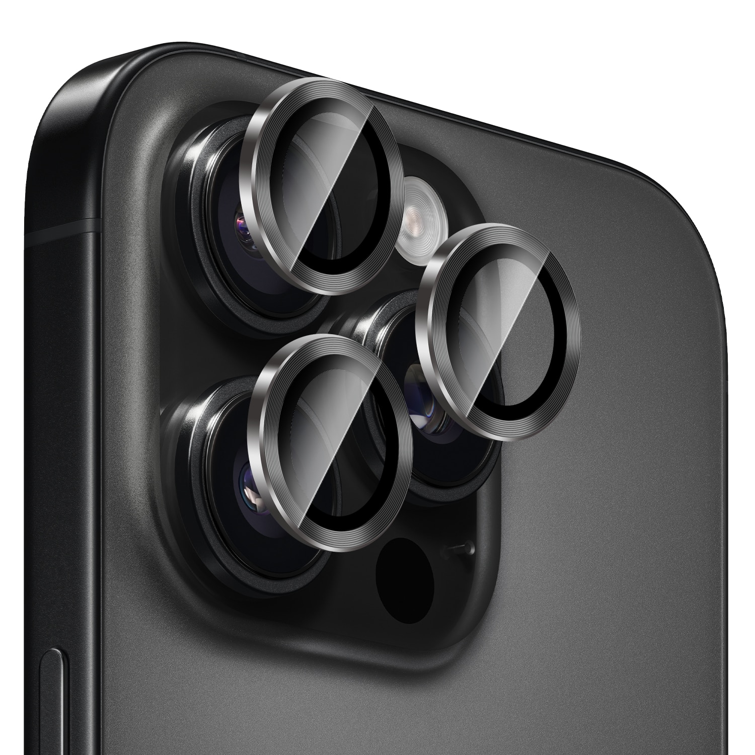 Kameran linssinsuoja Metallia iPhone 15 Pro Musta