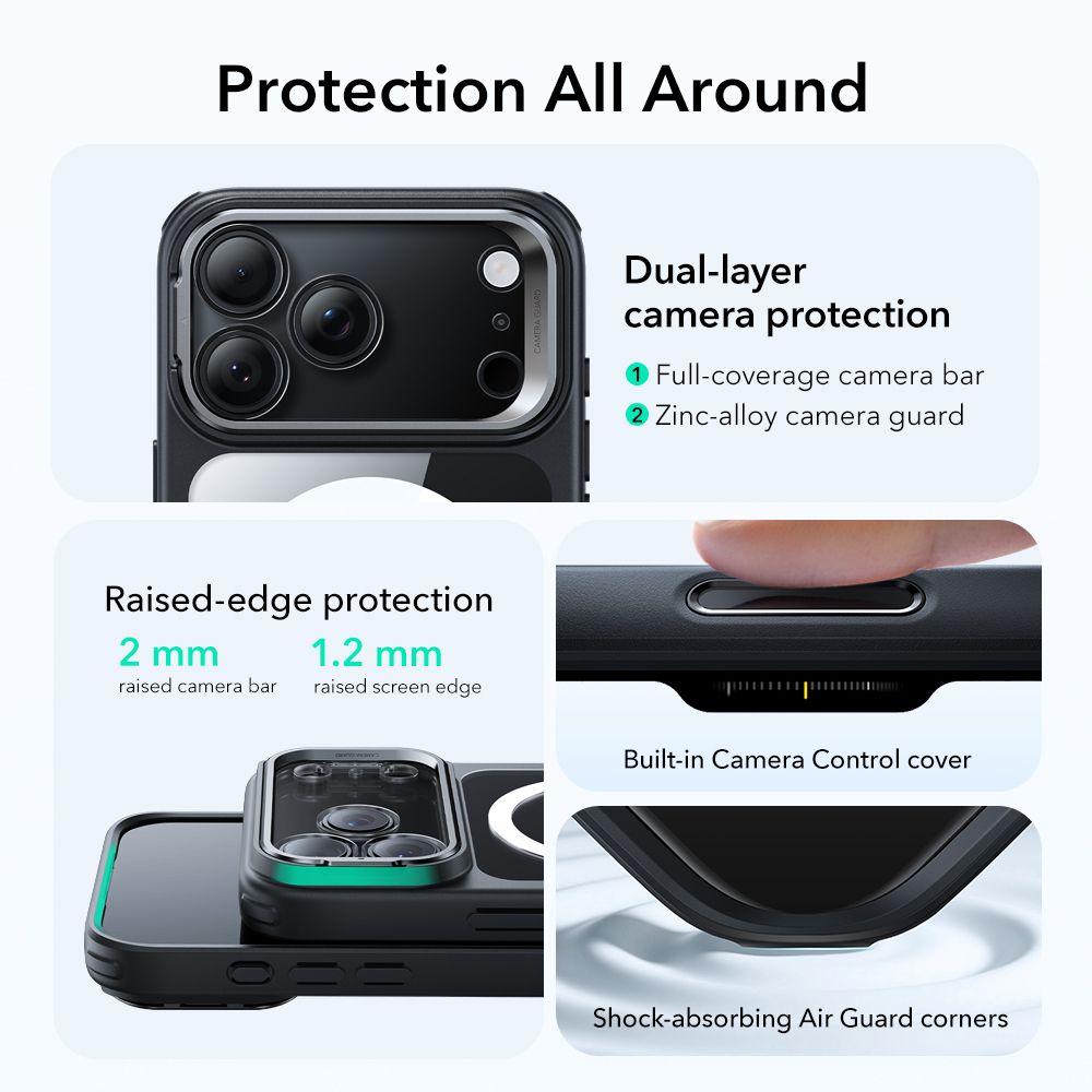 Classic Kickstand HaloLock MagSafe iPhone 17 Pro Musta/läpinäkyvä