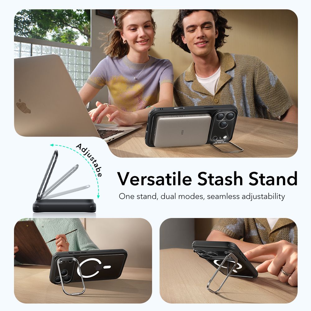 Classic Kickstand HaloLock MagSafe iPhone 17 Pro Max Musta/läpinäkyvä
