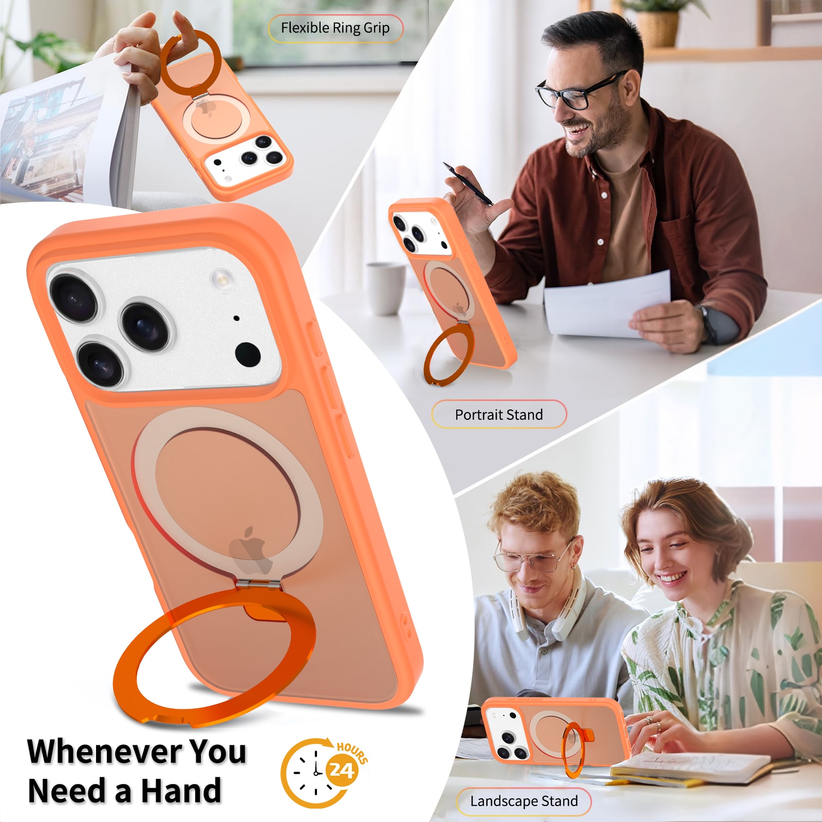 Hybridikuori Magnetic Ring iPhone 17 Pro Max Oranssi