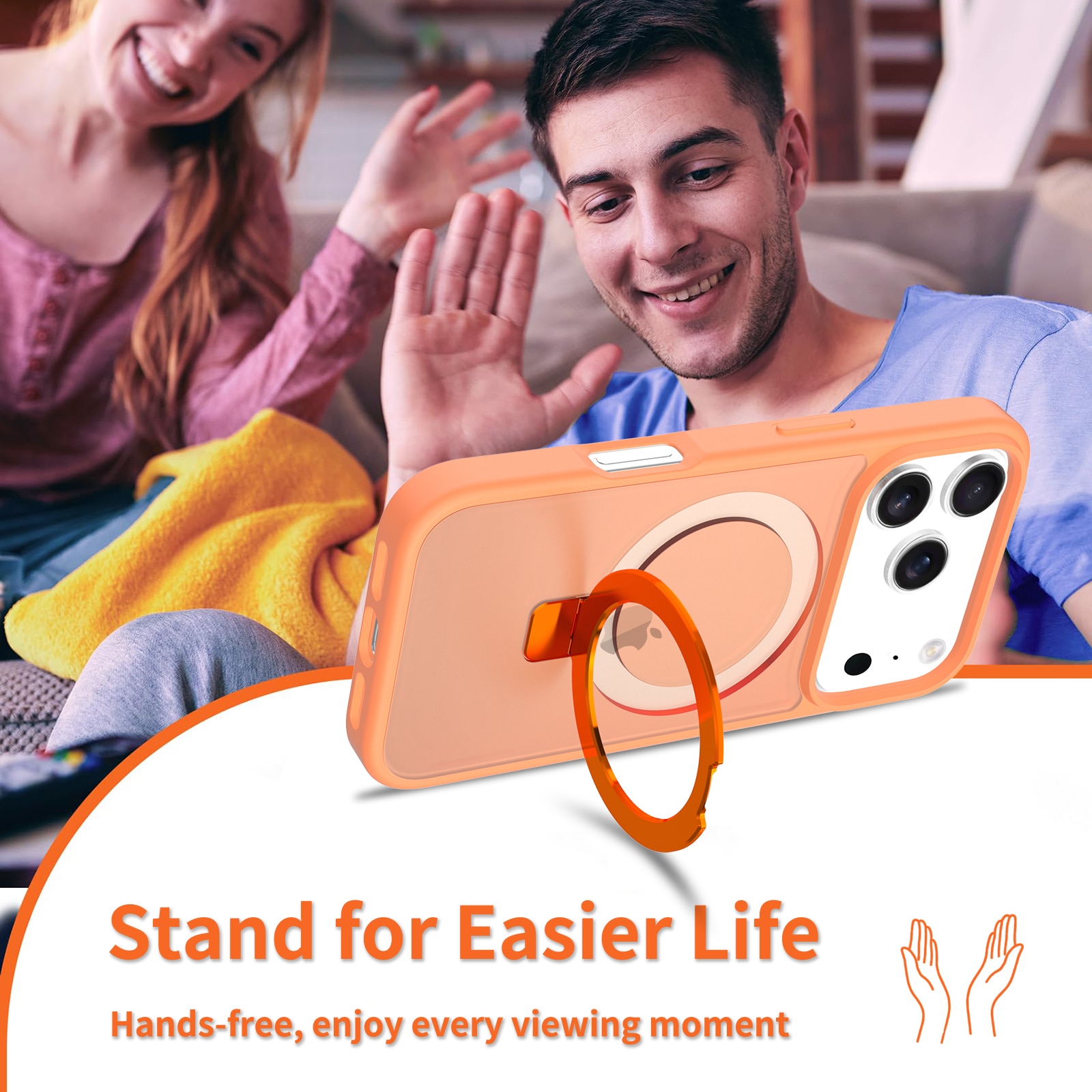 Hybridikuori Magnetic Ring iPhone 17 Pro Max Oranssi