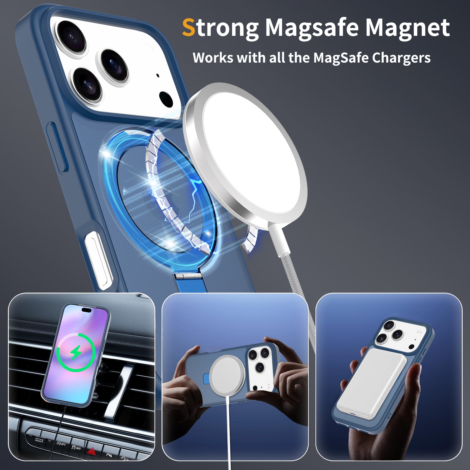 Hybridikuori Magnetic Ring iPhone 17 Pro Vaaleansininen