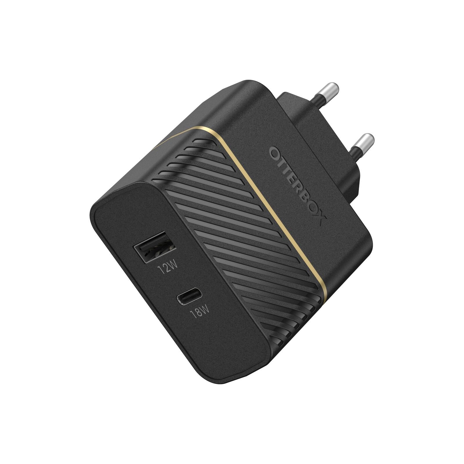 Seinälaturi 30W USB-C PD+USB-A Black Shimmer