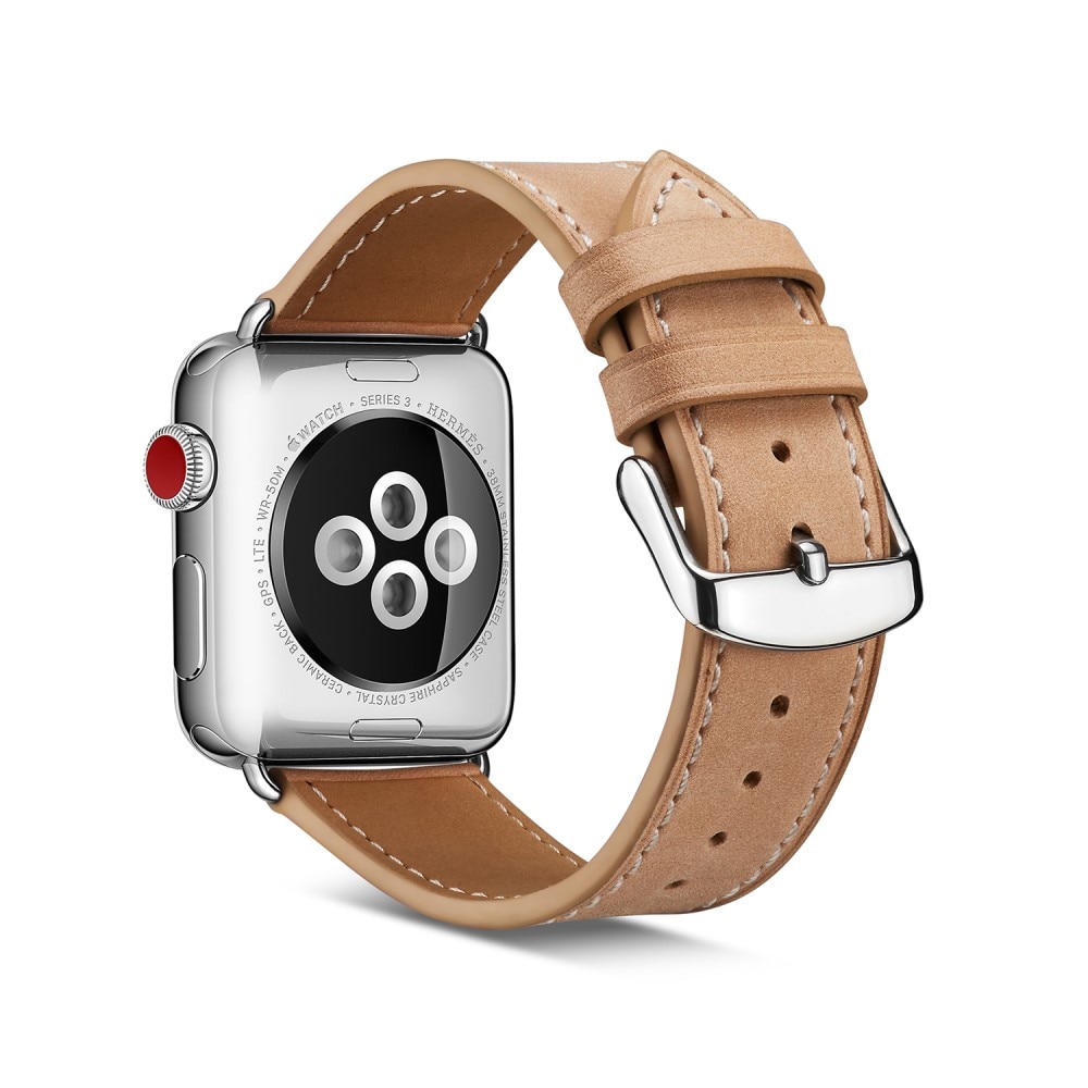 Nahkaranneke Apple Watch 44mm khaki