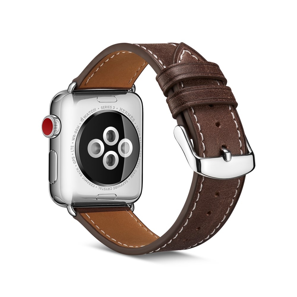 Nahkaranneke Apple Watch 45mm Series 8 ruskea