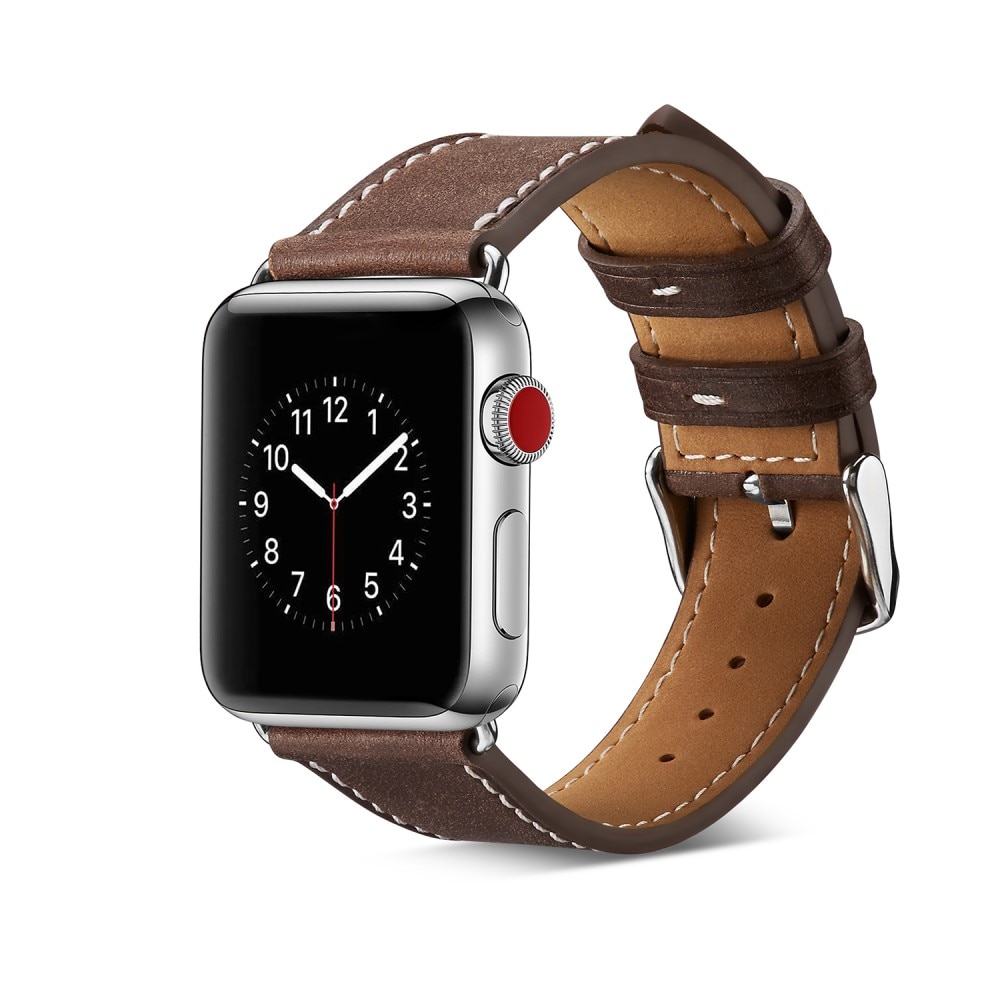 Nahkaranneke Apple Watch 45mm Series 8 ruskea