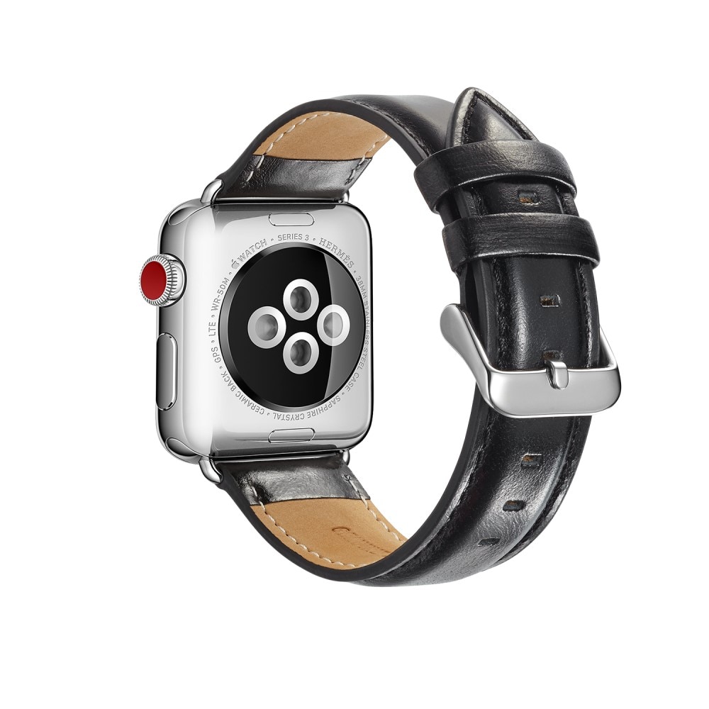 Premium Leather Watch Band Apple Watch SE 44mm Black