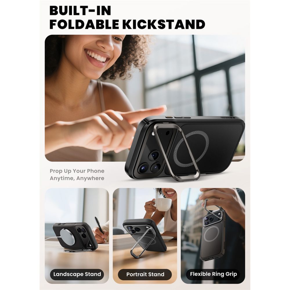 Ares Flip MagSafe Kuori iPhone 17 Pro musta