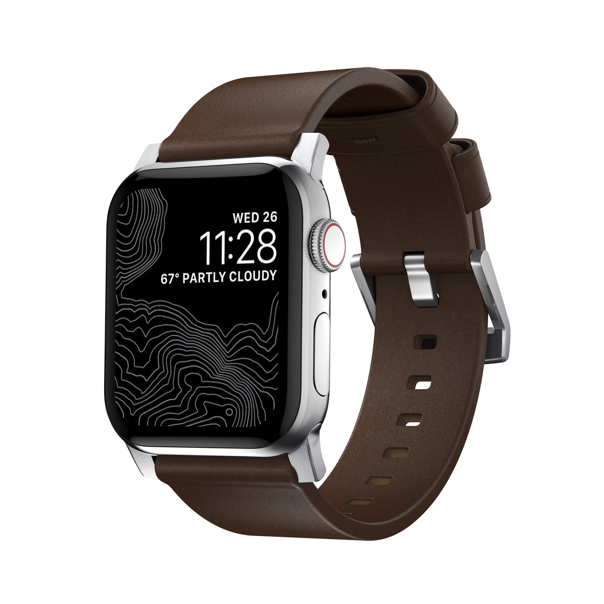 Apple Watch 38mm Modern Band Horween Leather Rustic Brown (Silver Hardware)